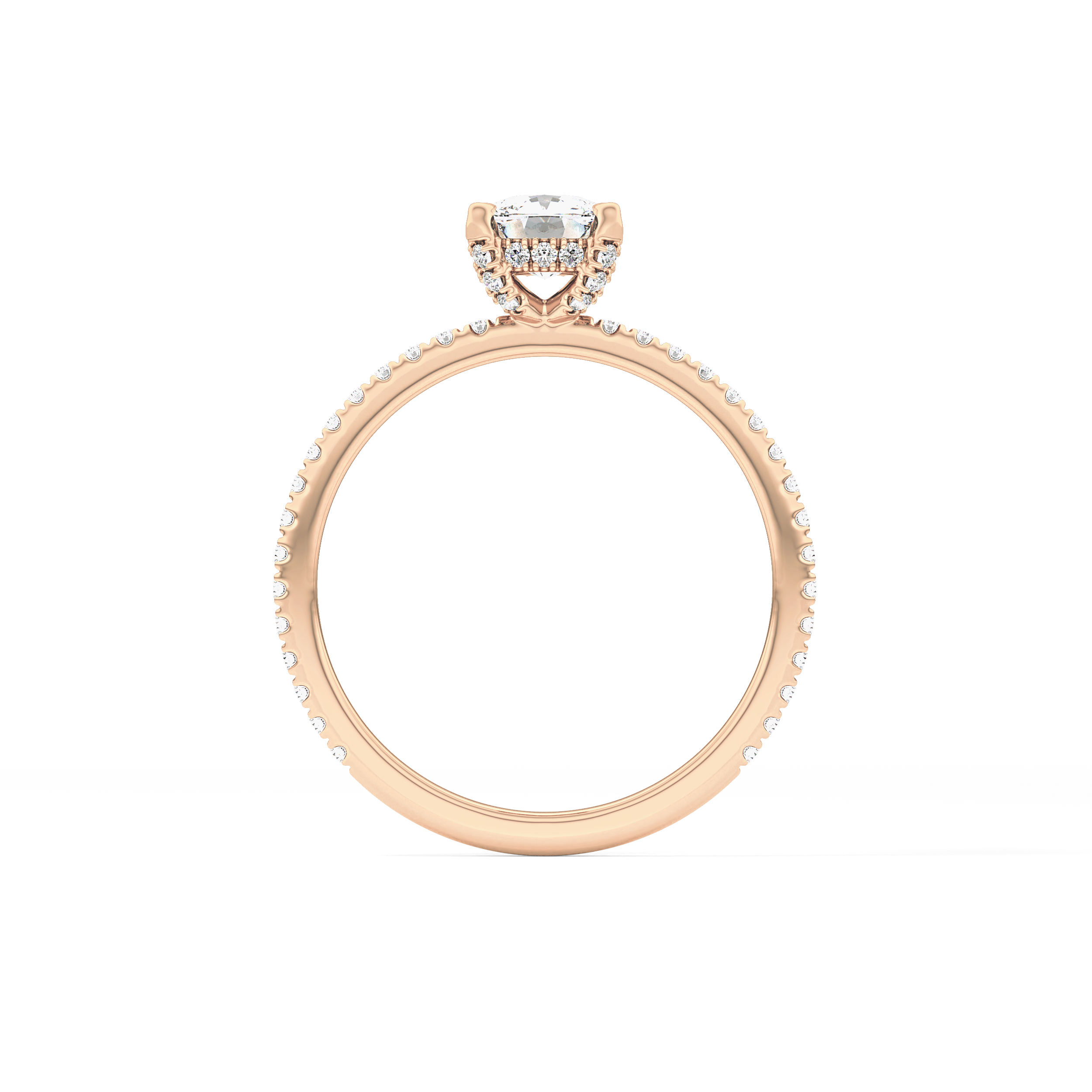 Cushion Hiiden Halo & Pave Lab Grown Diamond Engagement Ring