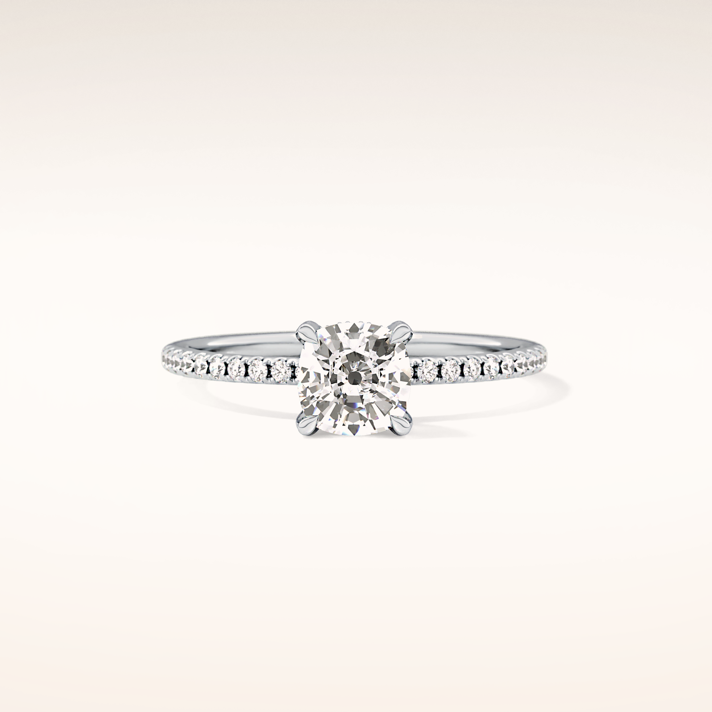 0.95 CT Cushion Shaped Hidden Halo & Pave Moissanite Engagement Ring