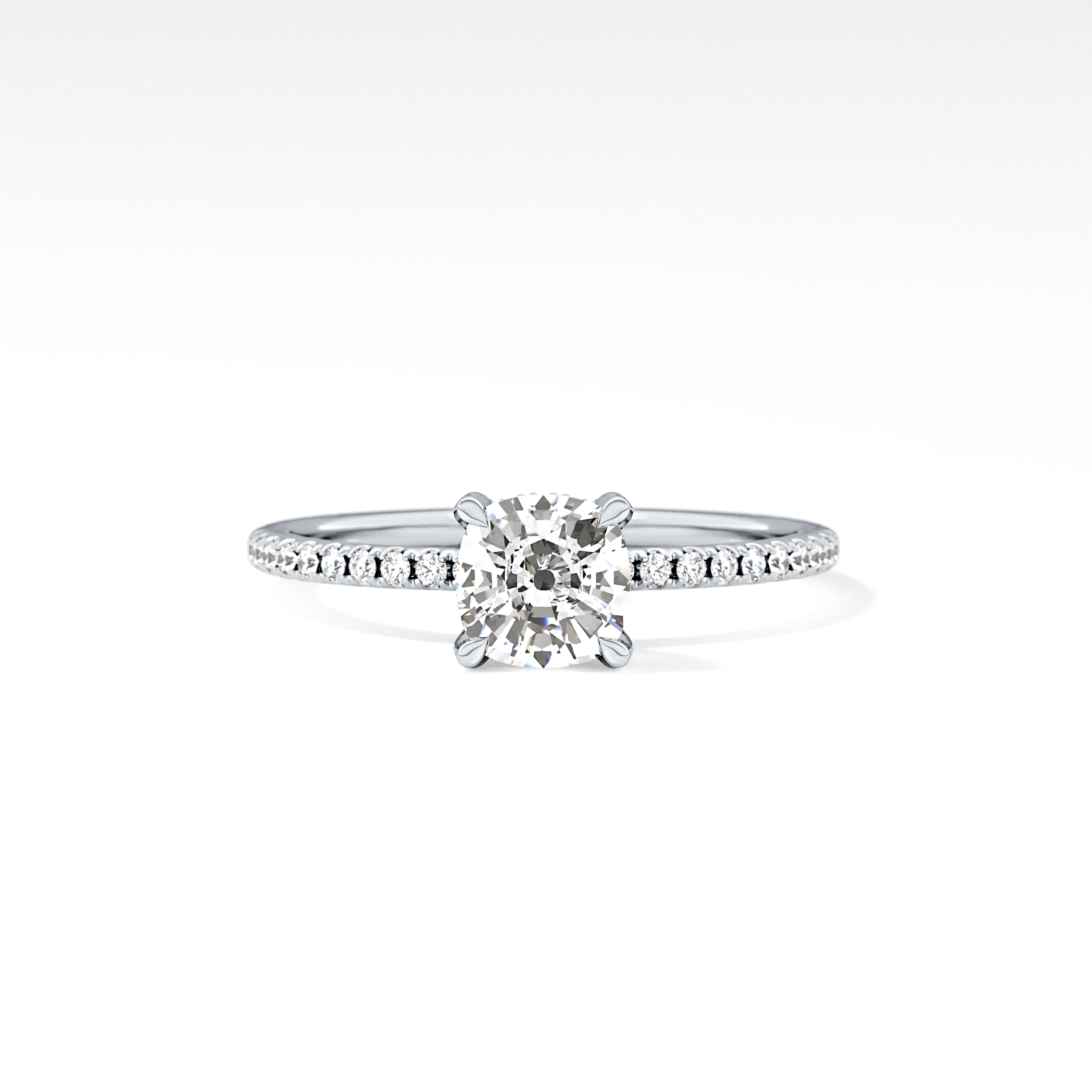 Cushion Hiiden Halo & Pave Lab Grown Diamond Engagement Ring