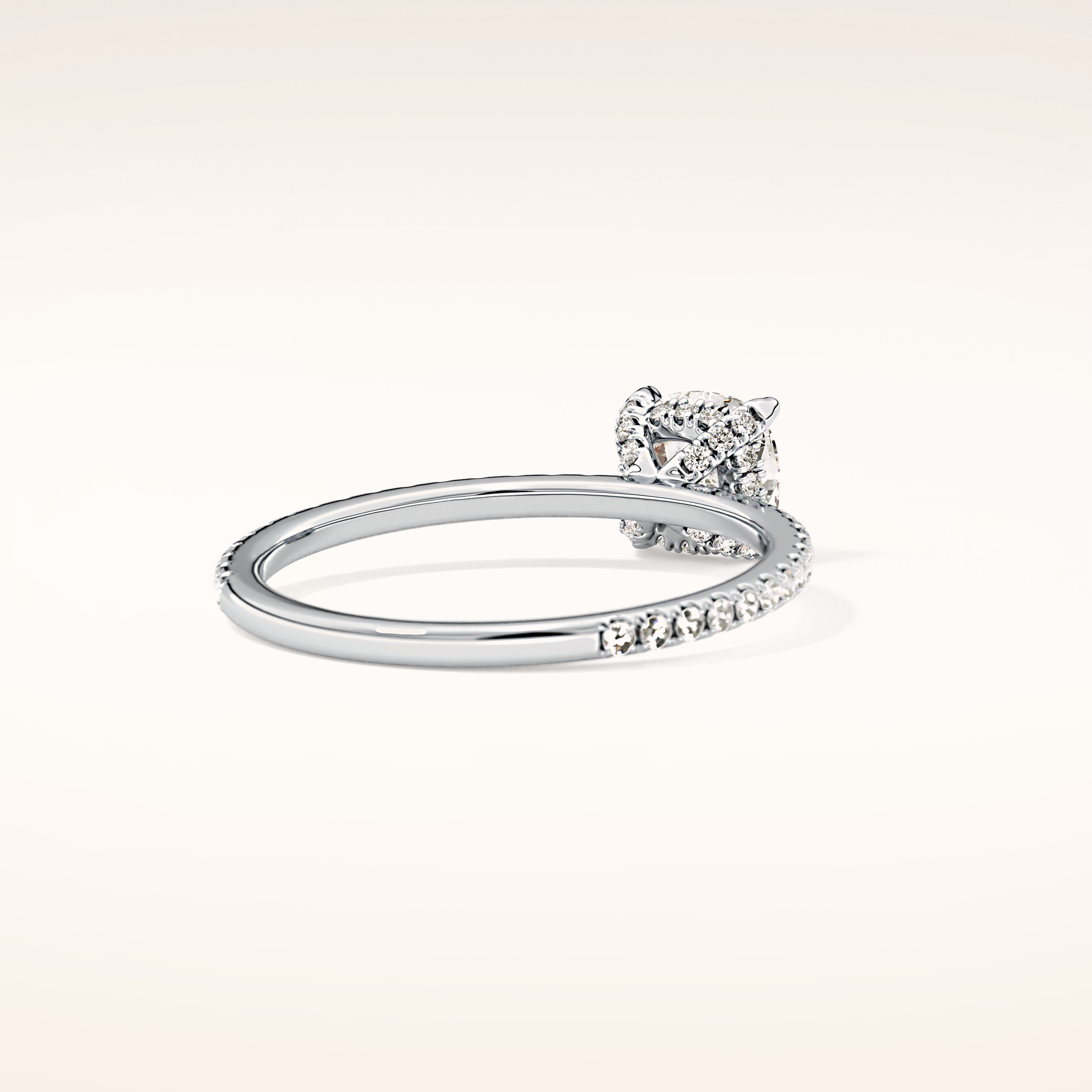 0.95 CT Cushion Shaped Hidden Halo & Pave Moissanite Engagement Ring