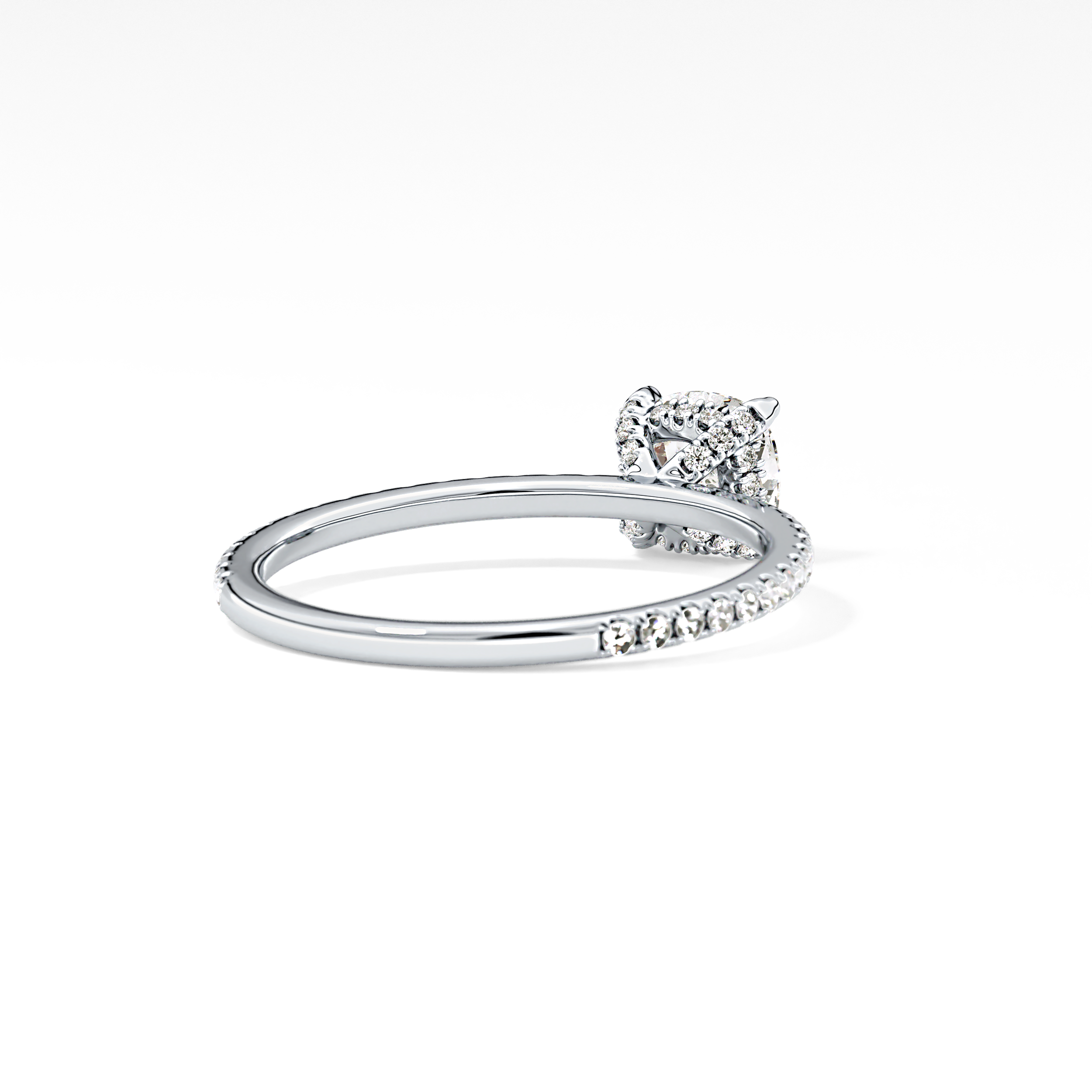 Cushion Hiiden Halo & Pave Lab Grown Diamond Engagement Ring