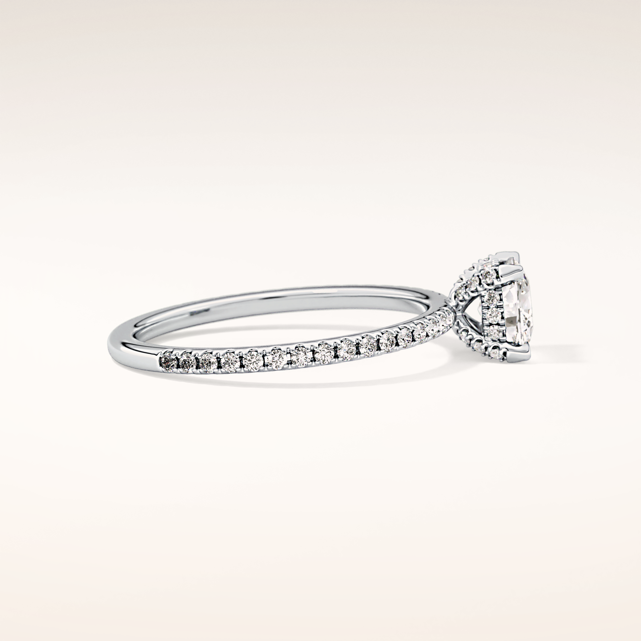 0.95 CT Cushion Shaped Hidden Halo & Pave Moissanite Engagement Ring