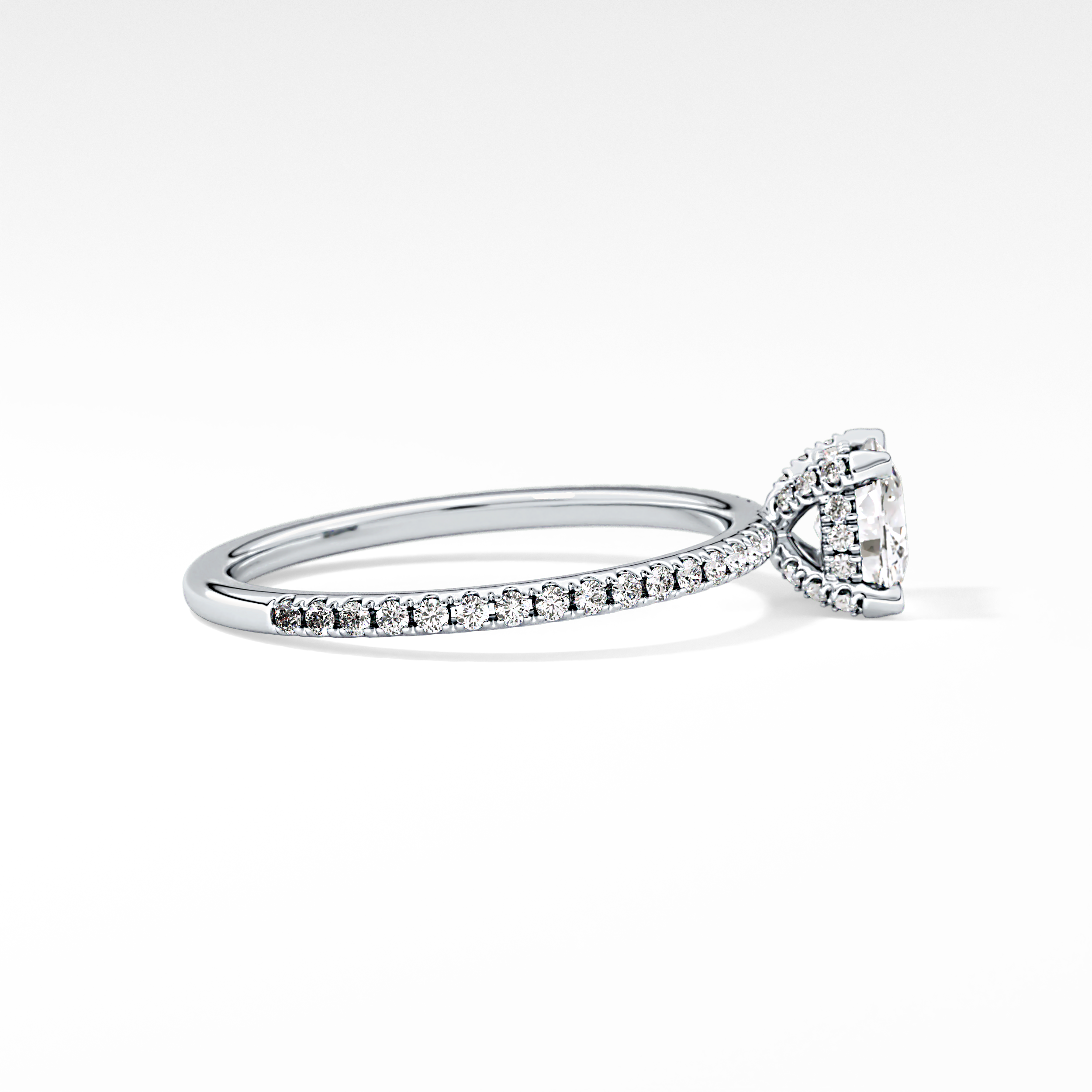 Cushion Hiiden Halo & Pave Lab Grown Diamond Engagement Ring