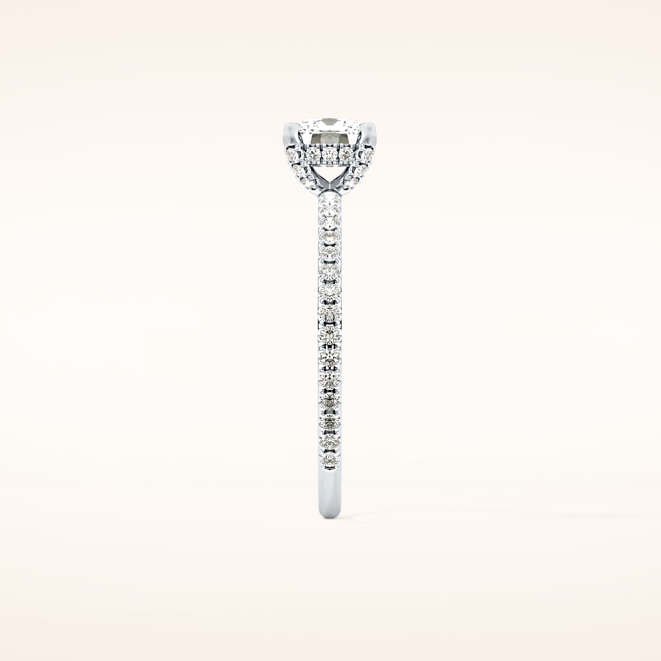 0.95 CT Cushion Shaped Hidden Halo & Pave Moissanite Engagement Ring