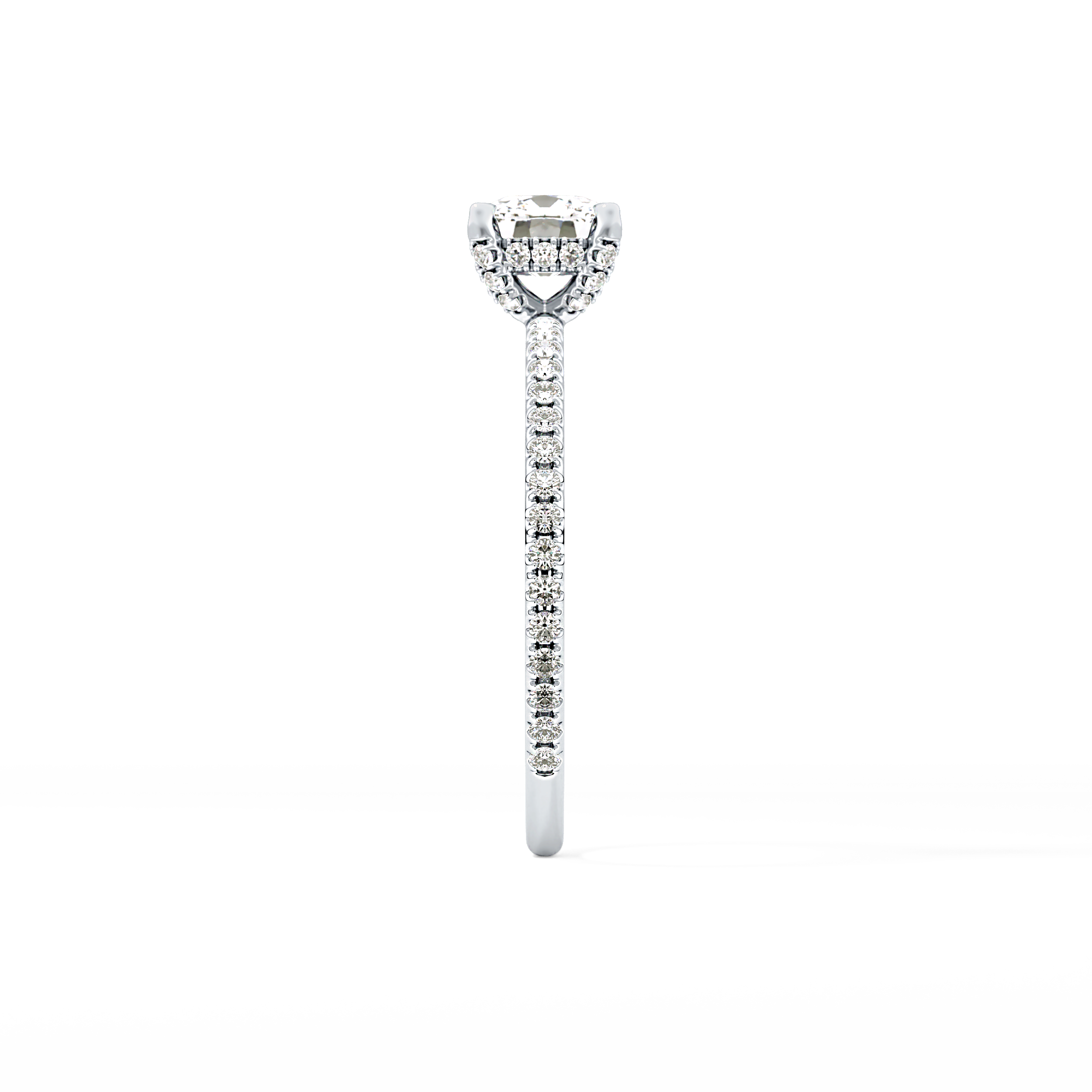 Cushion Hiiden Halo & Pave Lab Grown Diamond Engagement Ring