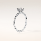 0.95 CT Cushion Shaped Hidden Halo & Pave Moissanite Engagement Ring