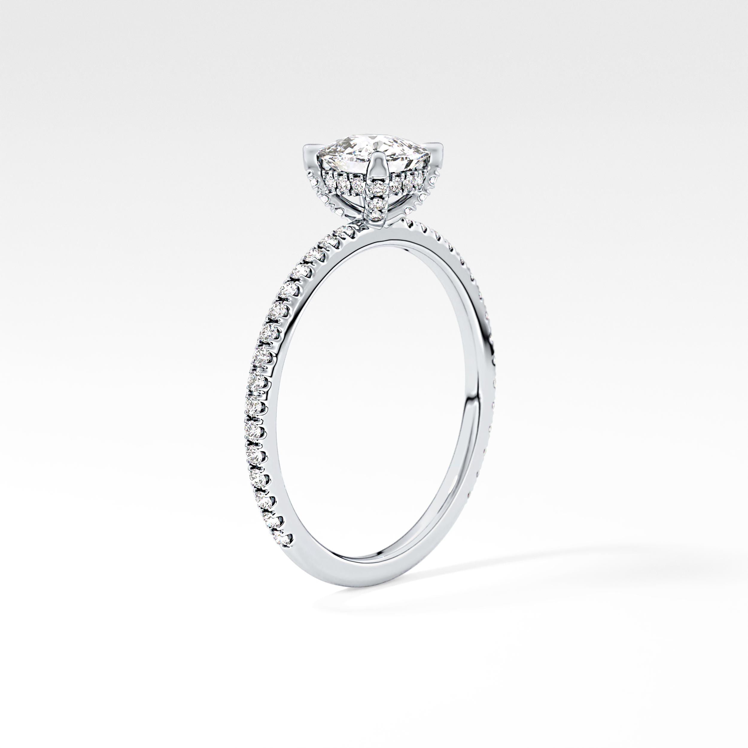 Cushion Hiiden Halo & Pave Lab Grown Diamond Engagement Ring