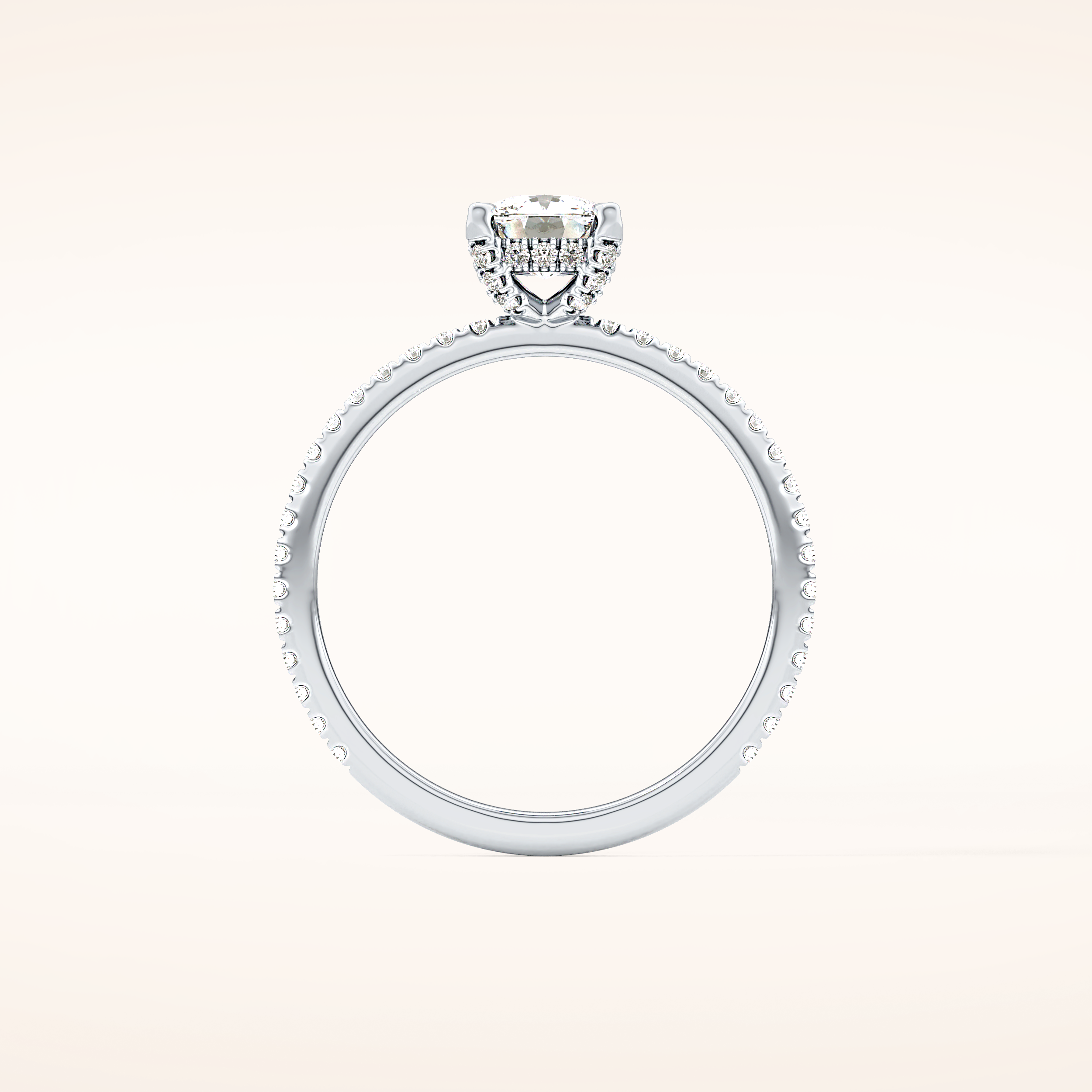 0.95 CT Cushion Shaped Hidden Halo & Pave Moissanite Engagement Ring
