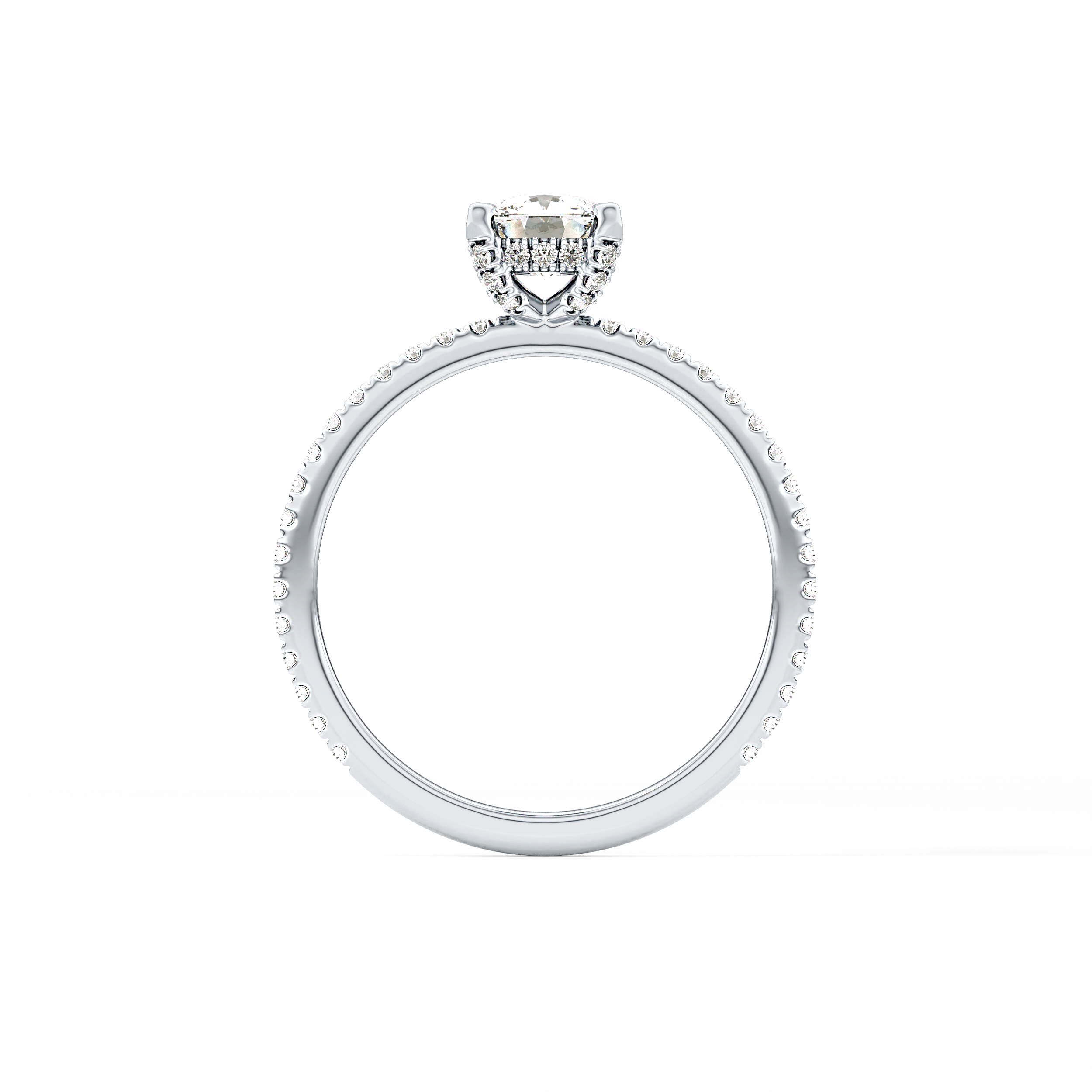 Cushion Hiiden Halo & Pave Lab Grown Diamond Engagement Ring