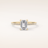 1.02 CT Emerald Shaped Hidden Halo & Pave Moissanite Engagement Ring