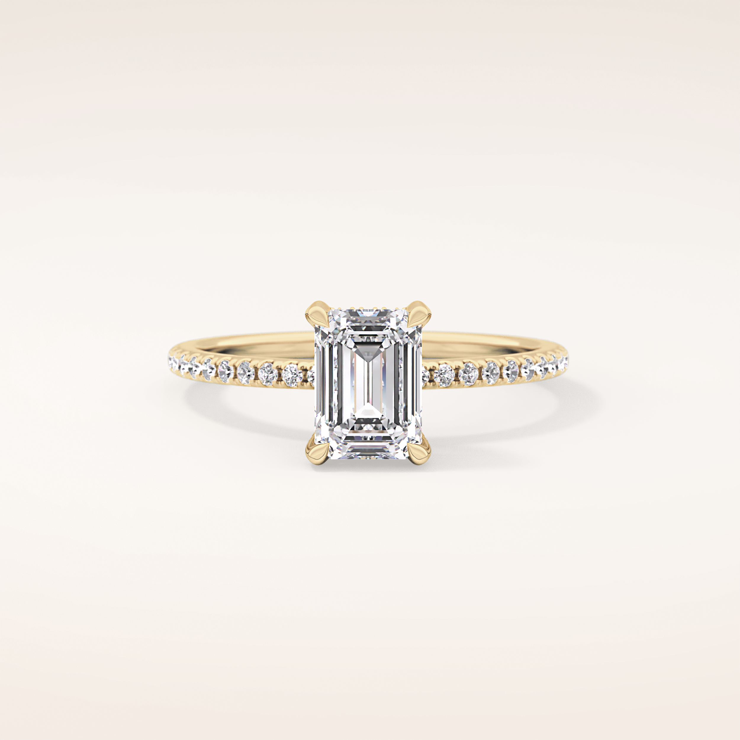 1.02 CT Emerald Shaped Hidden Halo & Pave Moissanite Engagement Ring