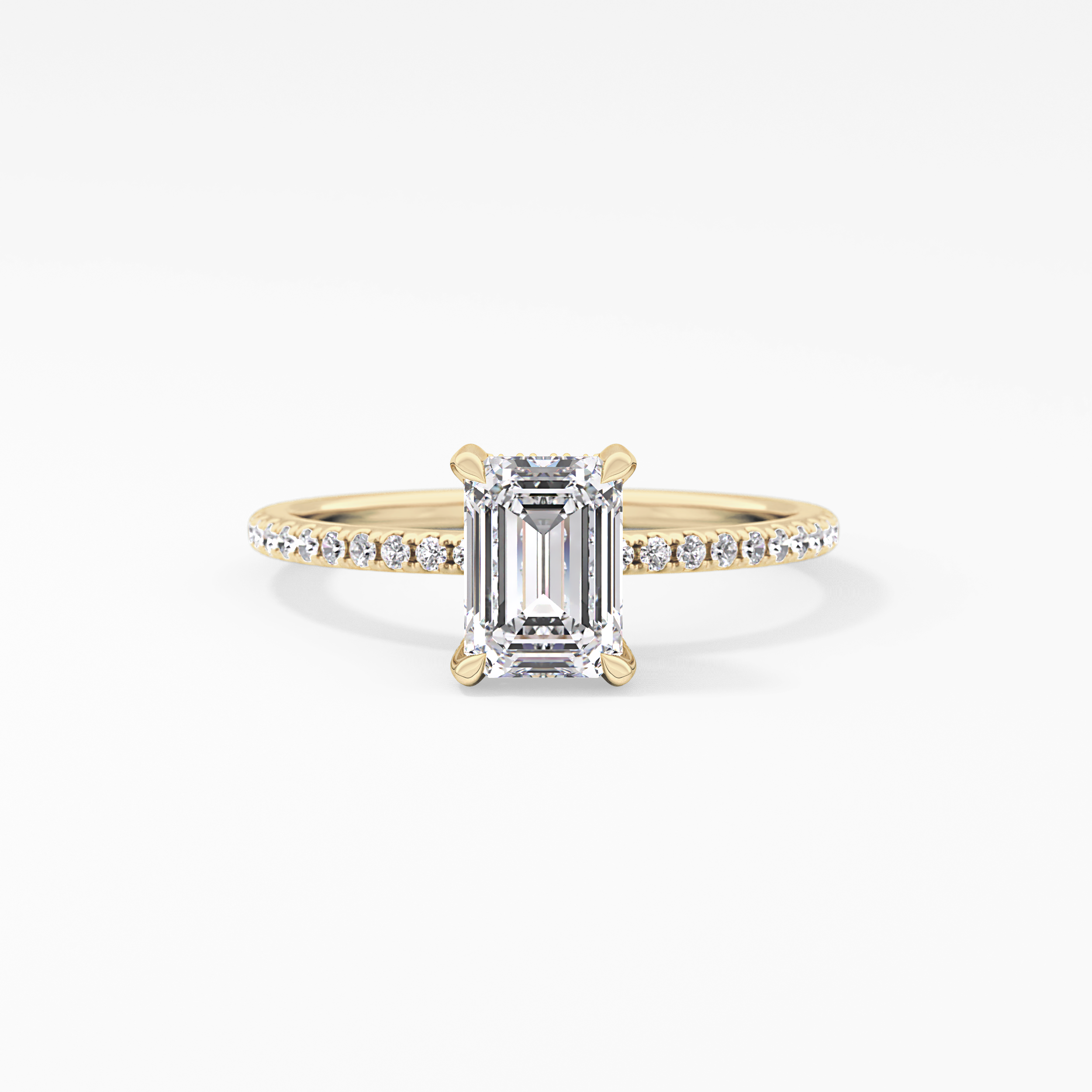 Emerald Hidden Halo & Pave Lab Grown Diamond Engagement Ring