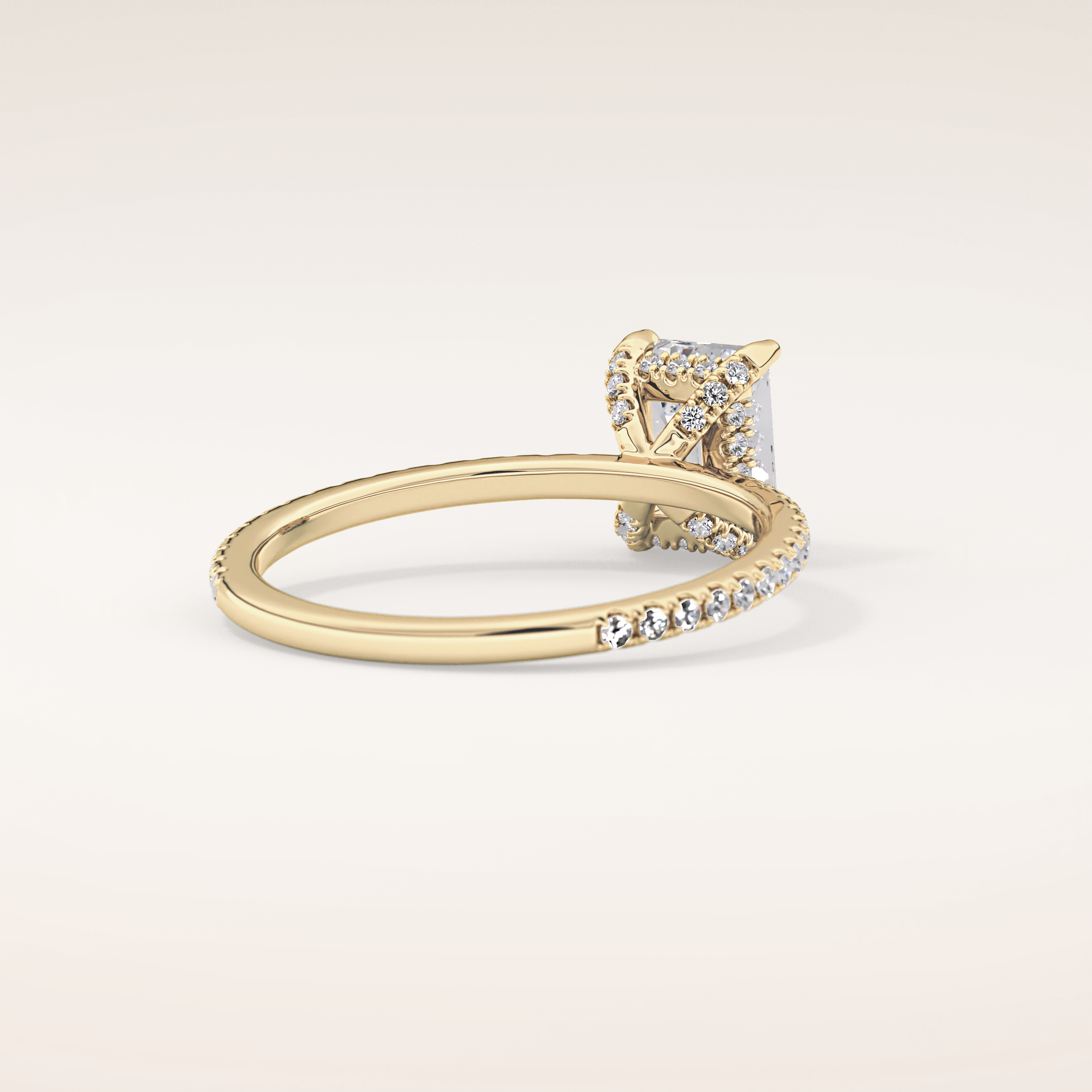 1.02 CT Emerald Shaped Hidden Halo & Pave Moissanite Engagement Ring