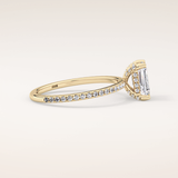 1.02 CT Emerald Shaped Hidden Halo & Pave Moissanite Engagement Ring
