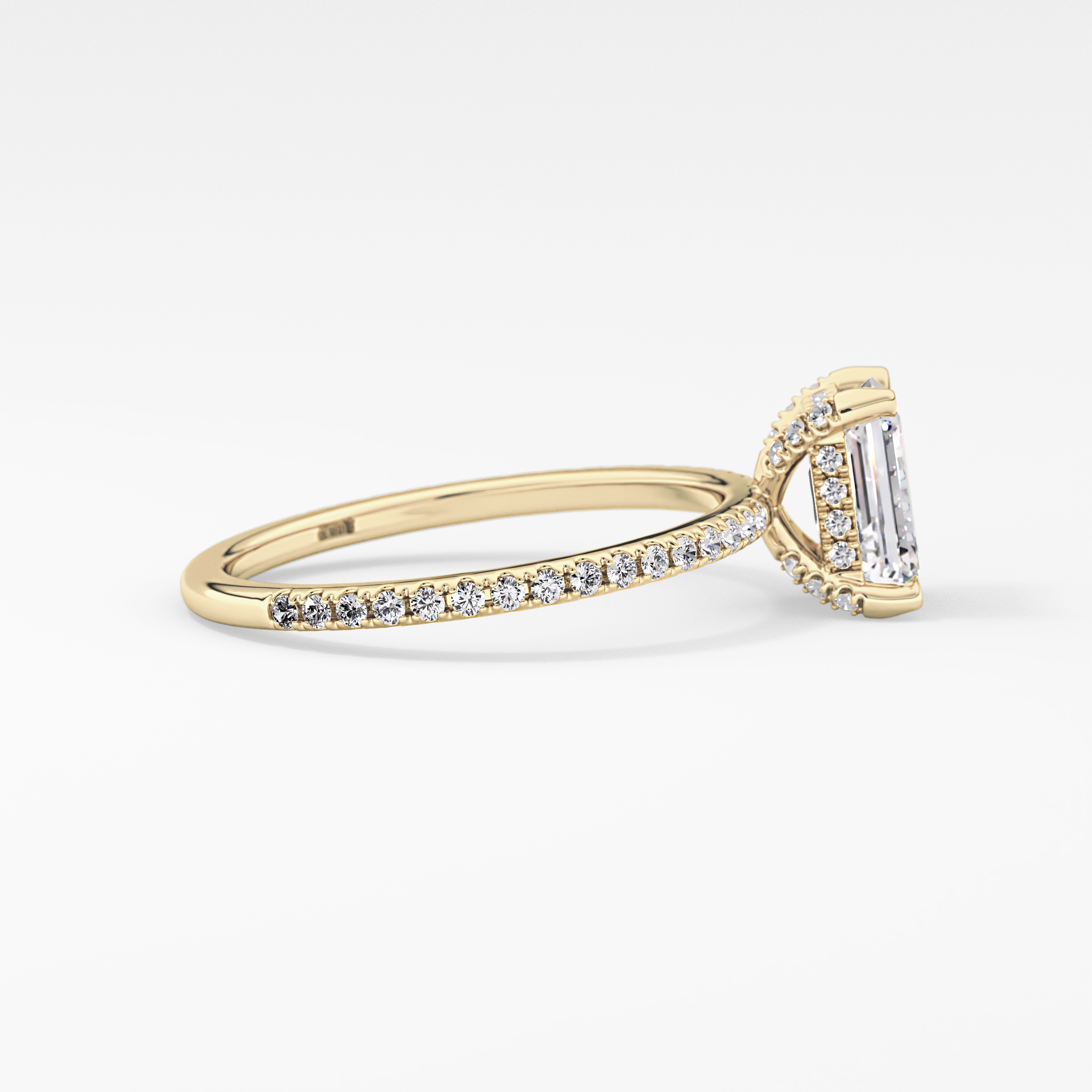 Emerald Hidden Halo & Pave Lab Grown Diamond Engagement Ring
