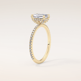 1.02 CT Emerald Shaped Hidden Halo & Pave Moissanite Engagement Ring