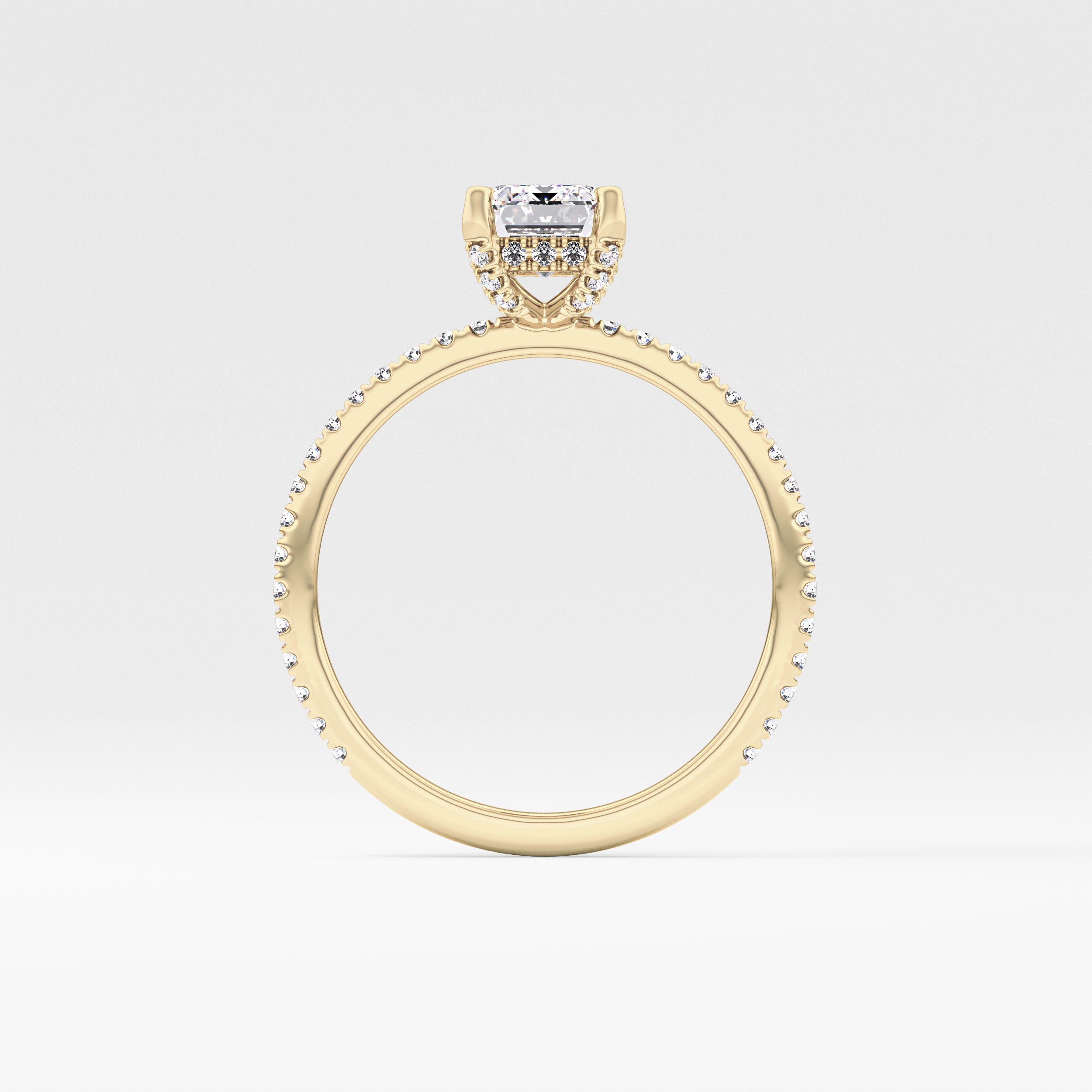 Emerald Hidden Halo & Pave Lab Grown Diamond Engagement Ring