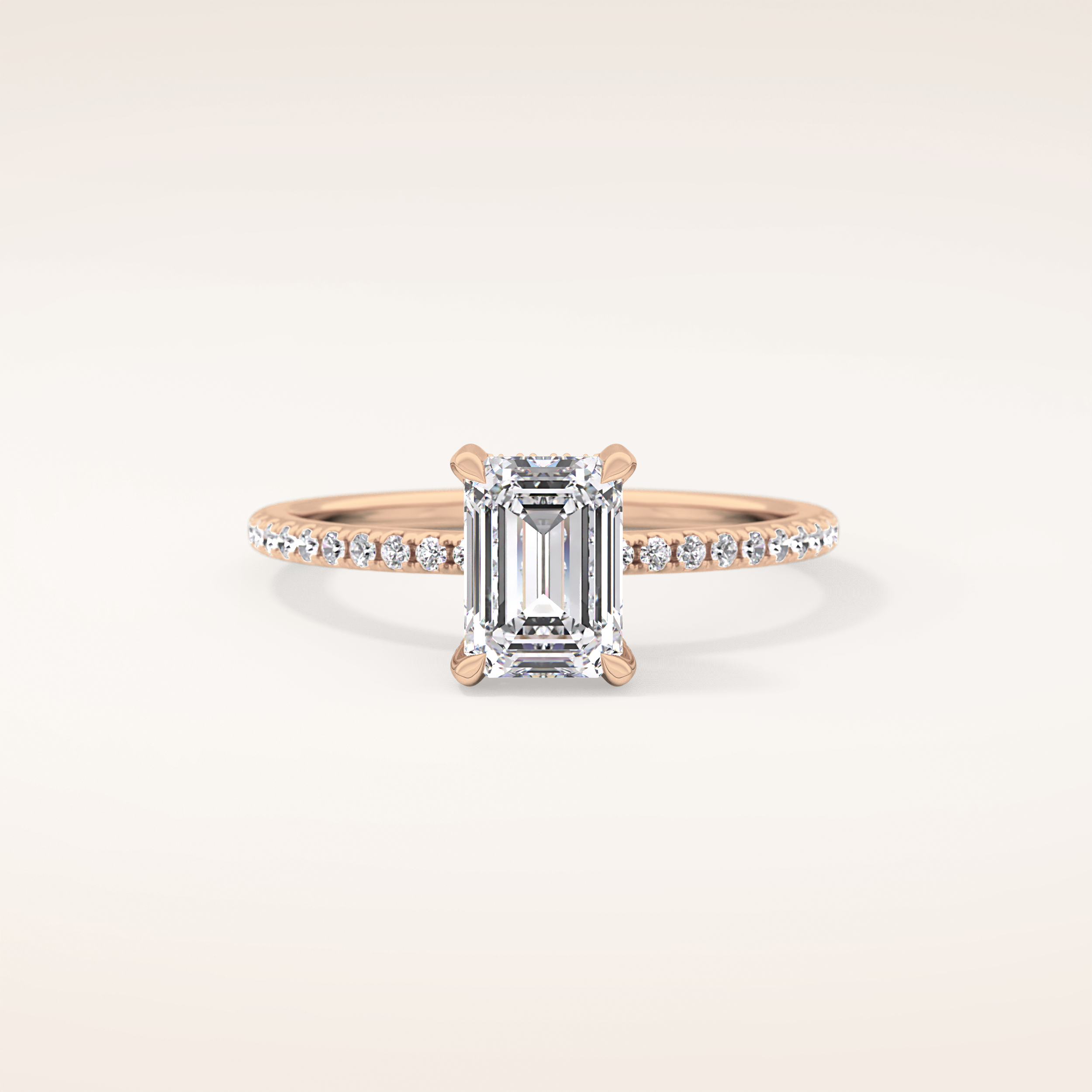 1.02 CT Emerald Shaped Hidden Halo & Pave Moissanite Engagement Ring