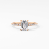 Emerald Hidden Halo & Pave Lab Grown Diamond Engagement Ring