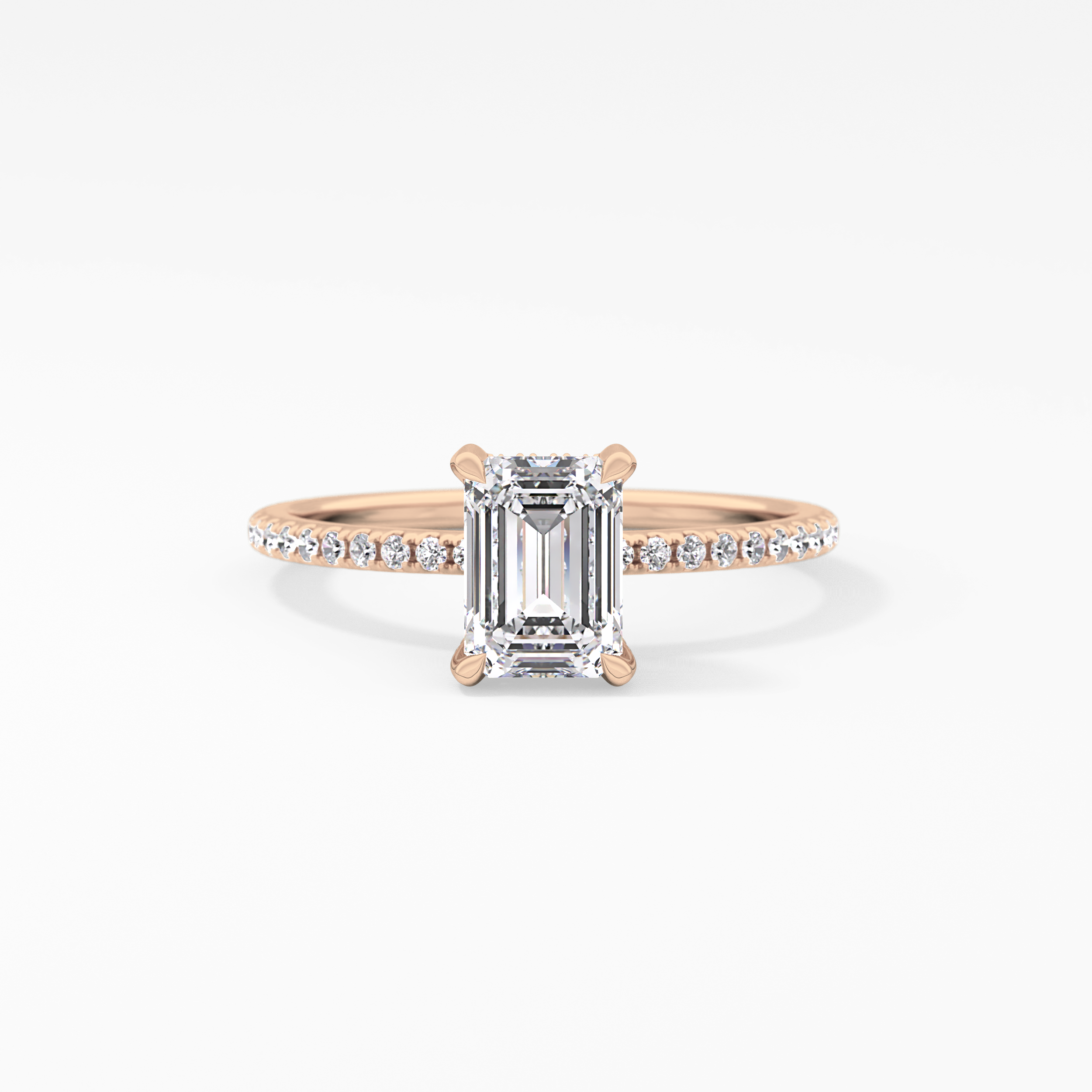 Emerald Hidden Halo & Pave Lab Grown Diamond Engagement Ring