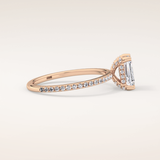 1.02 CT Emerald Shaped Hidden Halo & Pave Moissanite Engagement Ring