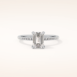1.02 CT Emerald Shaped Hidden Halo & Pave Moissanite Engagement Ring
