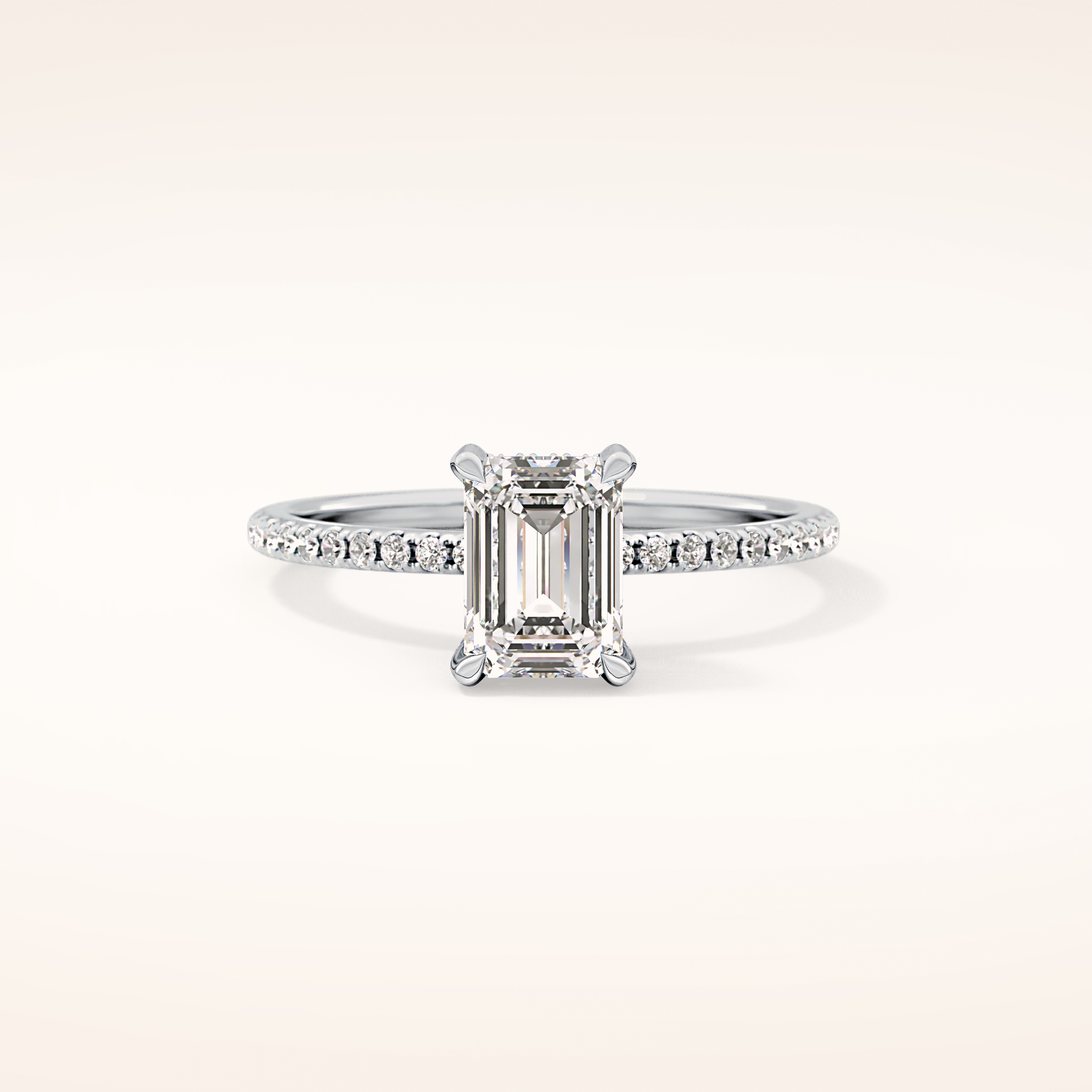 1.02 CT Emerald Shaped Hidden Halo & Pave Moissanite Engagement Ring