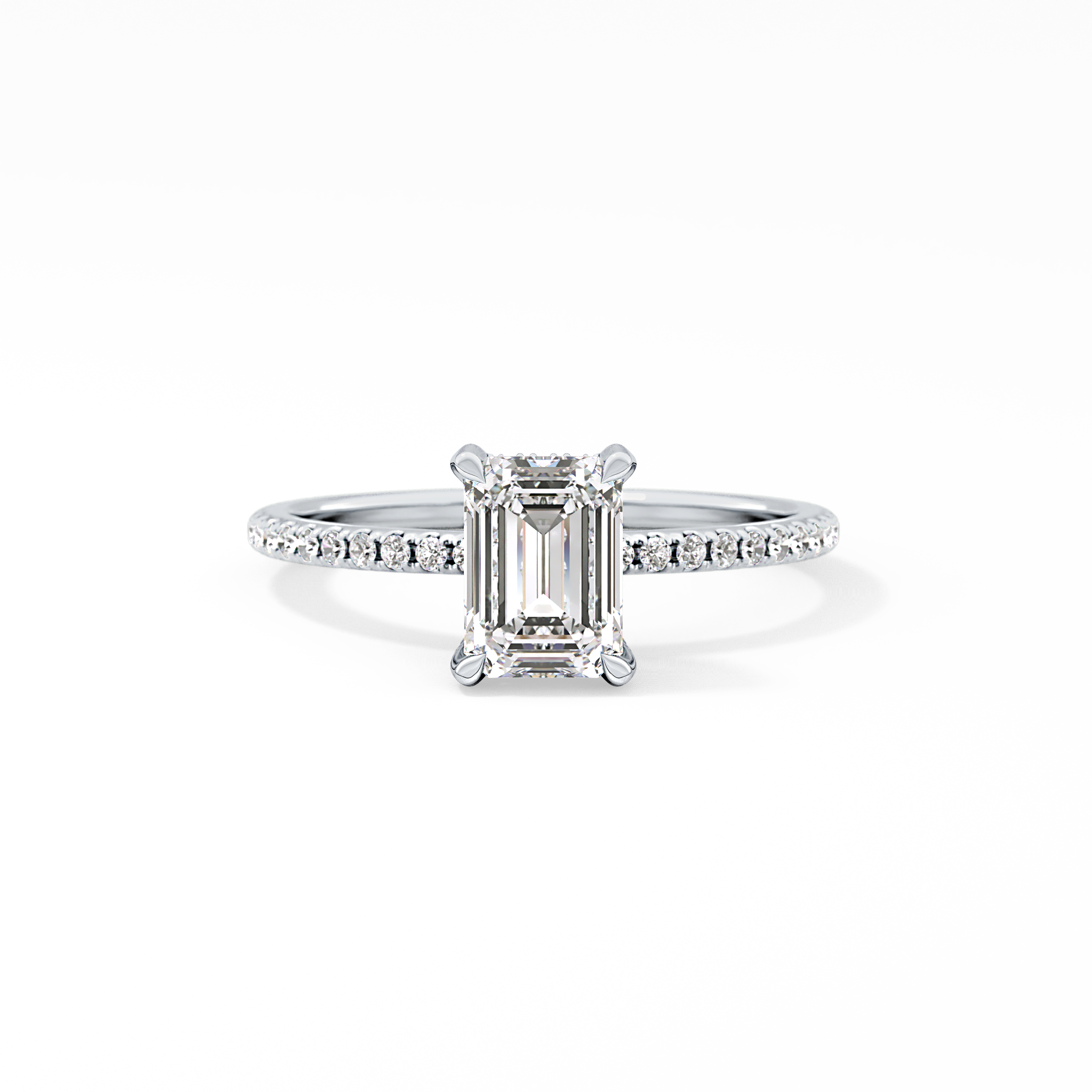 Emerald Hidden Halo & Pave Lab Grown Diamond Engagement Ring