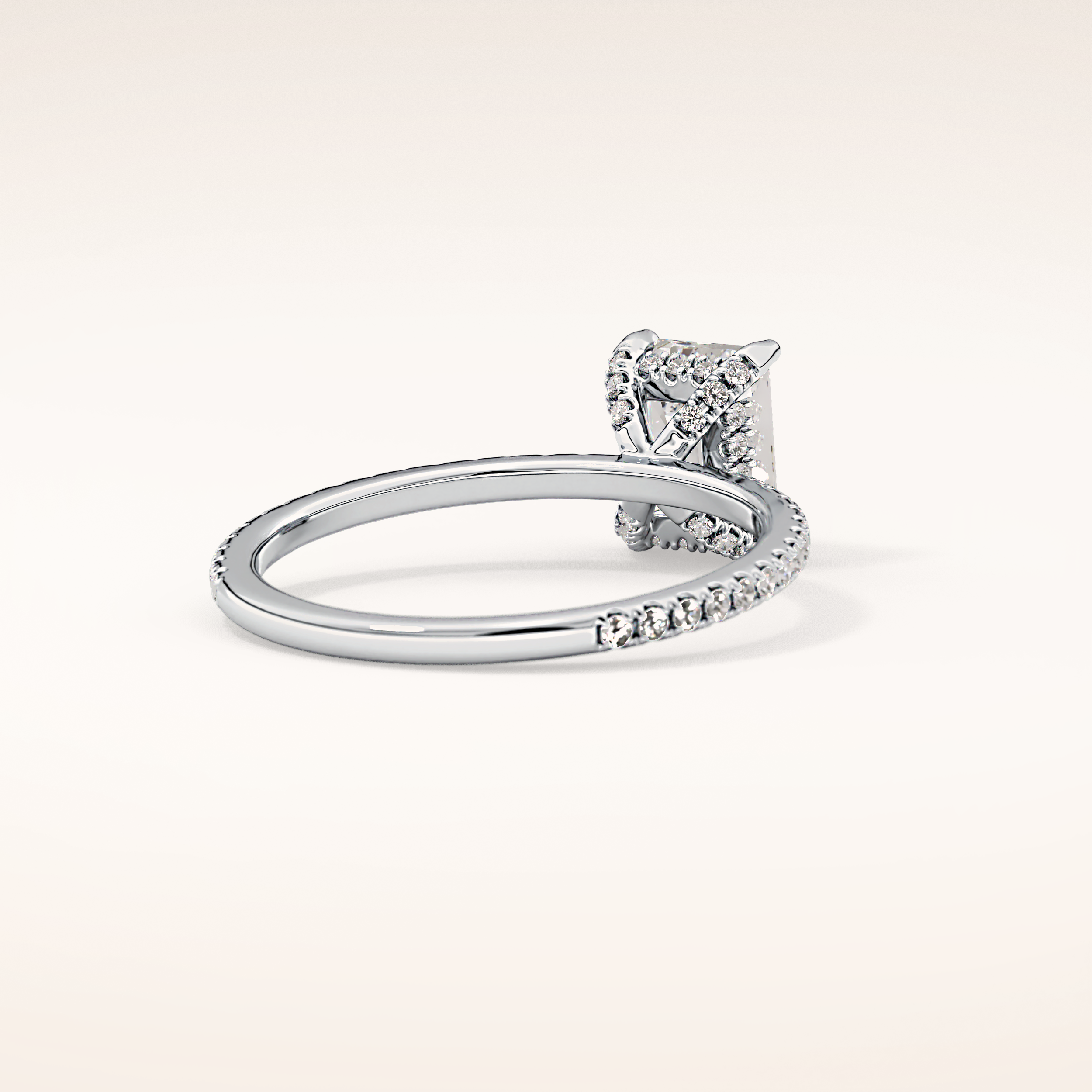 1.02 CT Emerald Shaped Hidden Halo & Pave Moissanite Engagement Ring