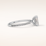 1.02 CT Emerald Shaped Hidden Halo & Pave Moissanite Engagement Ring