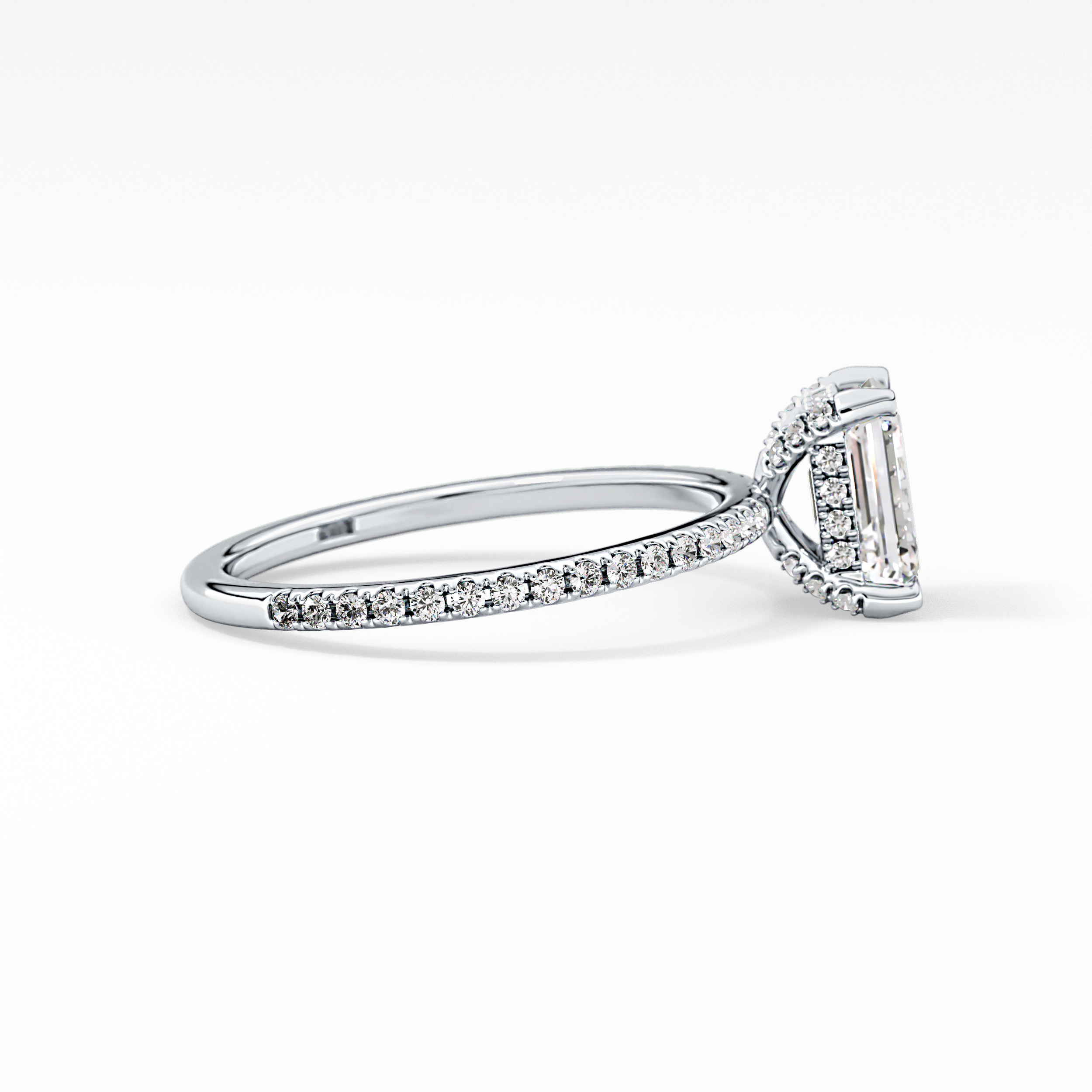 Emerald Hidden Halo & Pave Lab Grown Diamond Engagement Ring