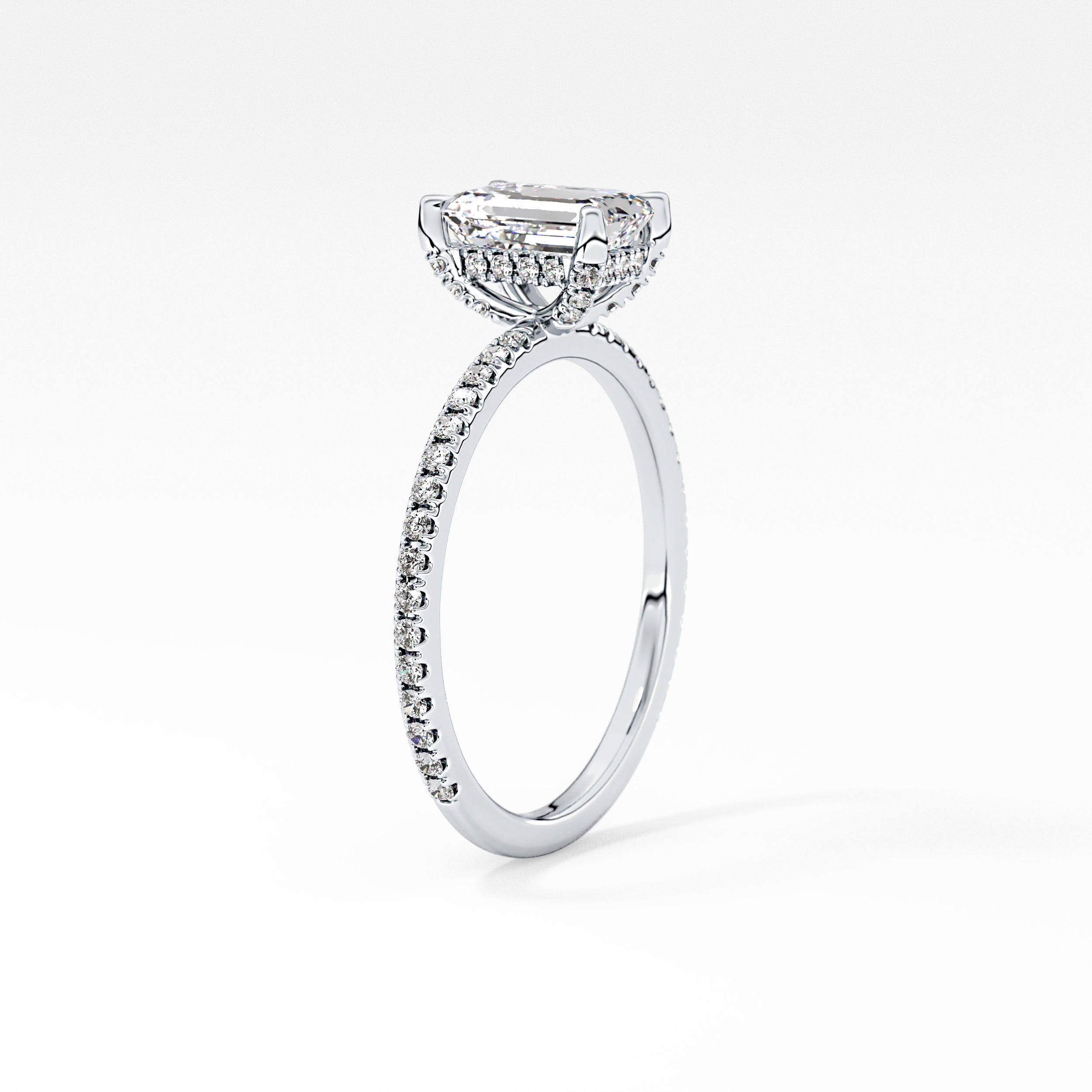 Emerald Hidden Halo & Pave Lab Grown Diamond Engagement Ring