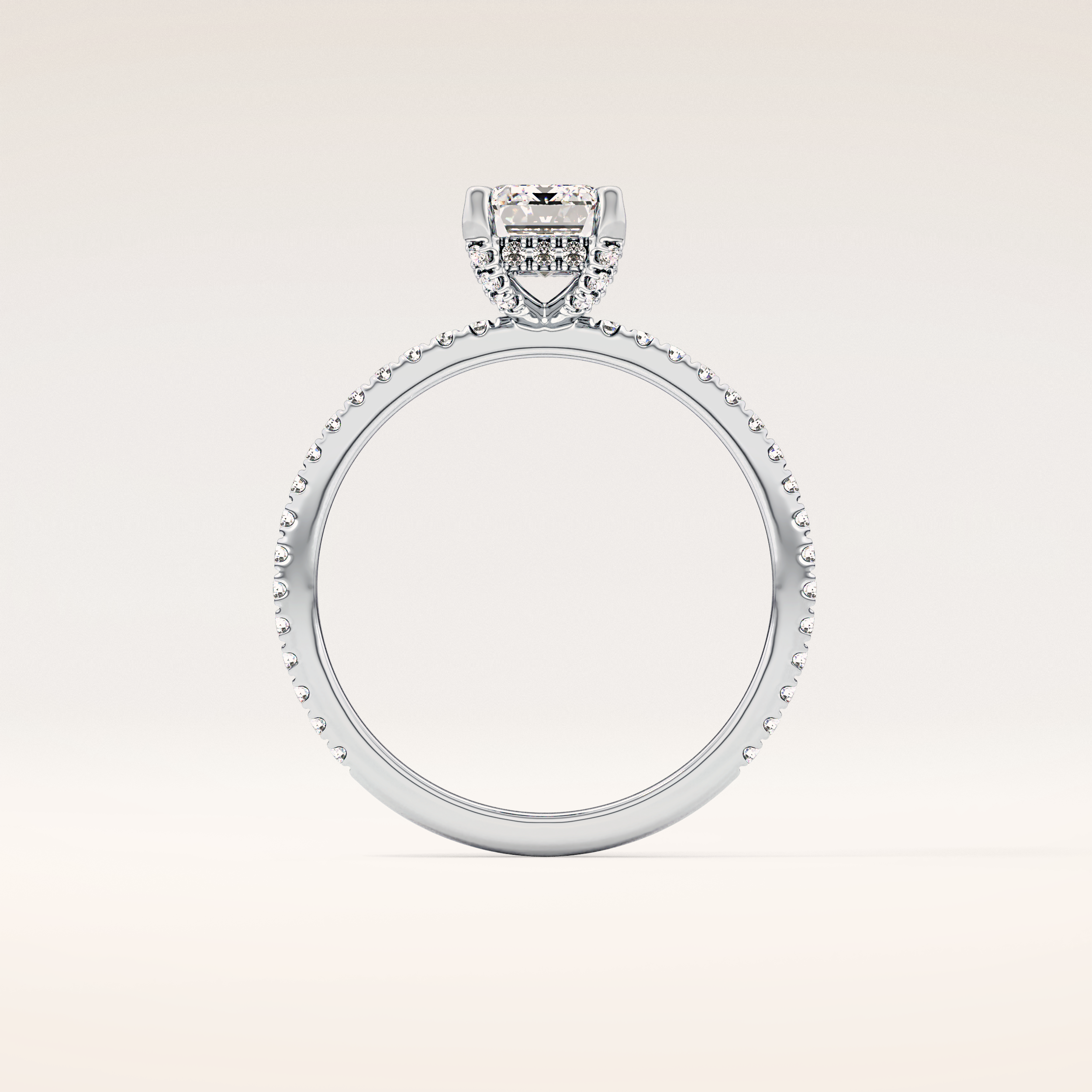 1.02 CT Emerald Shaped Hidden Halo & Pave Moissanite Engagement Ring