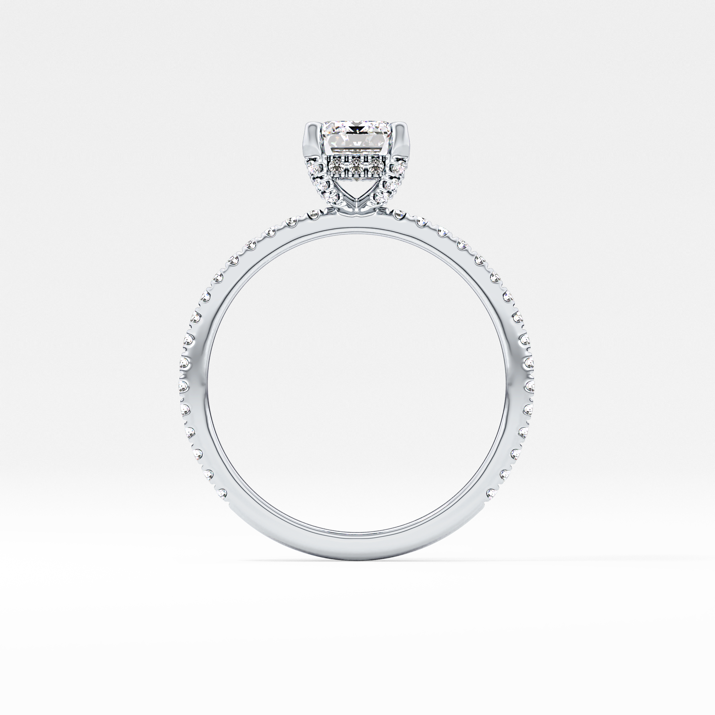 Emerald Hidden Halo & Pave Lab Grown Diamond Engagement Ring