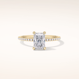 1.21 CT Radiant Shaped Hidden Halo & Pave Moissanite Engagement Ring