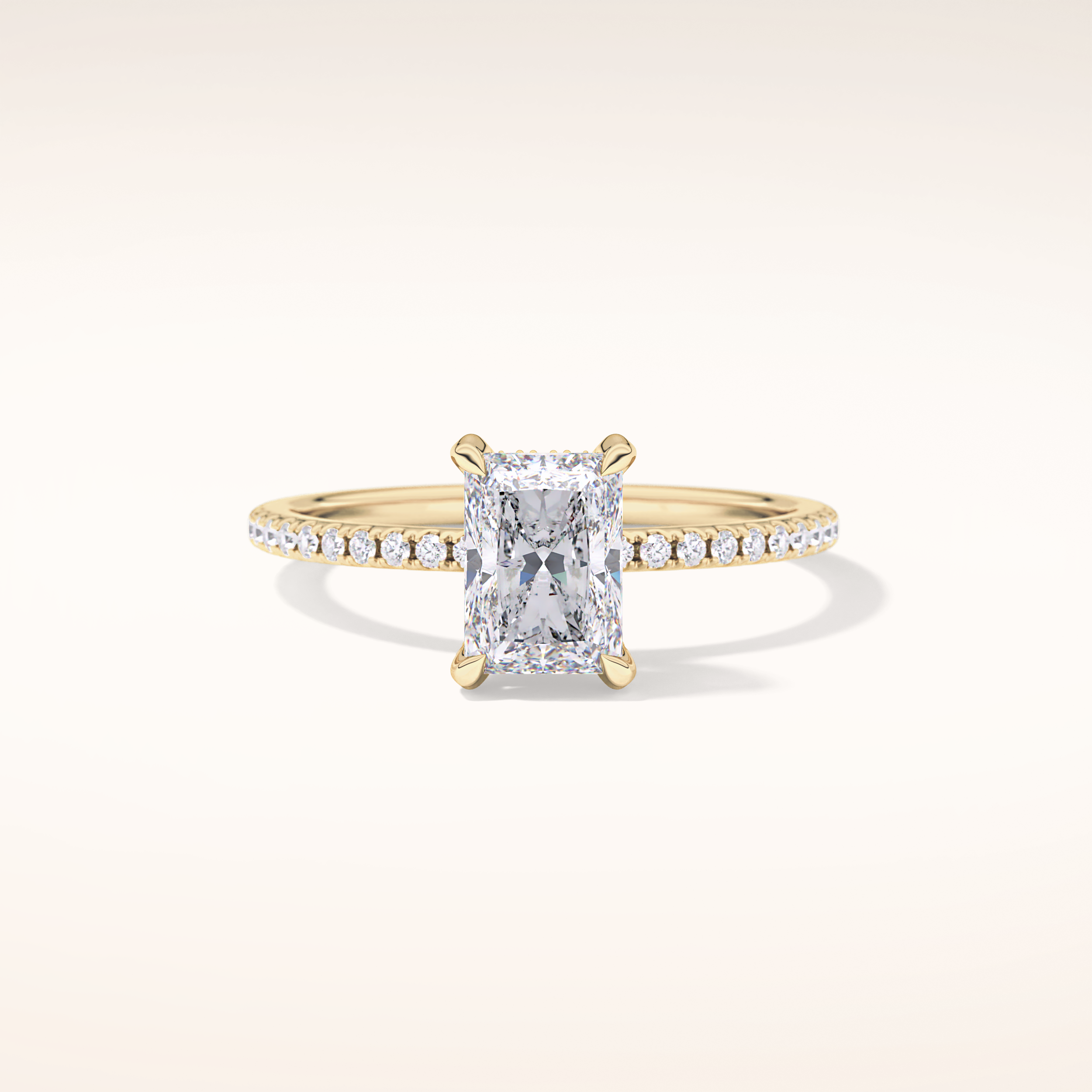 1.21 CT Radiant Shaped Hidden Halo & Pave Moissanite Engagement Ring