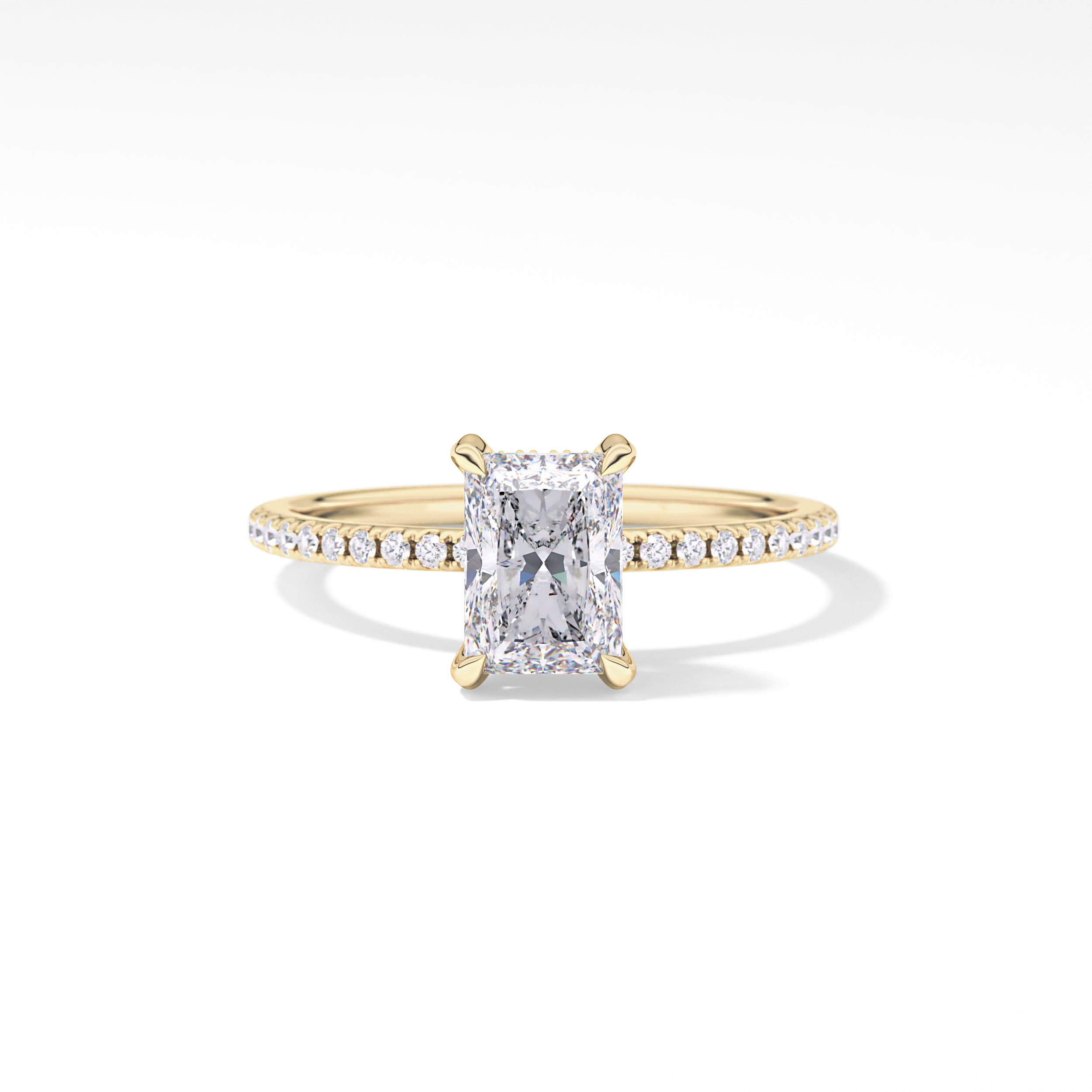 Radiant Hidden Halo & Pave Lab Grown Diamond Engagement Ring