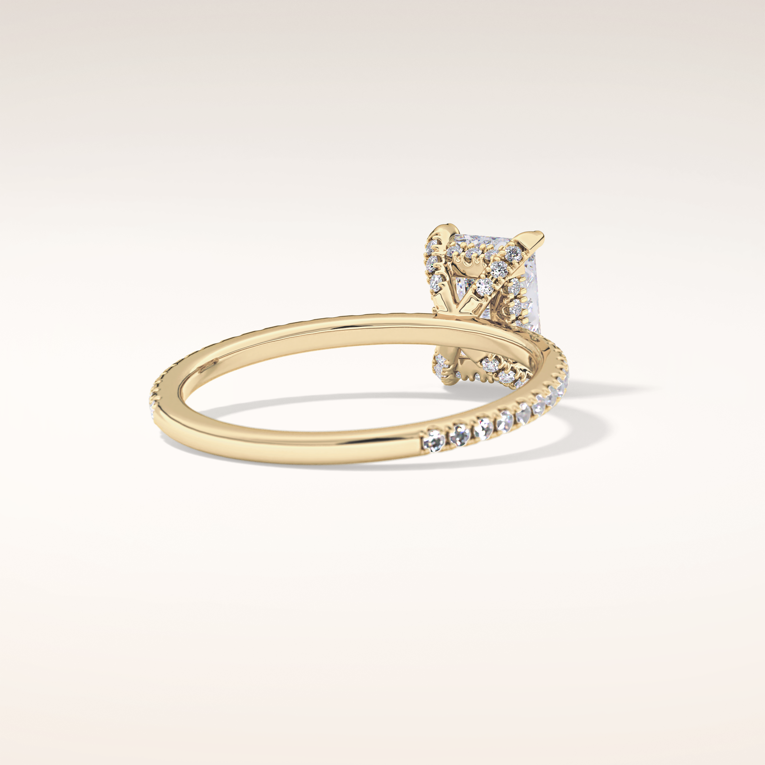 1.21 CT Radiant Shaped Hidden Halo & Pave Moissanite Engagement Ring
