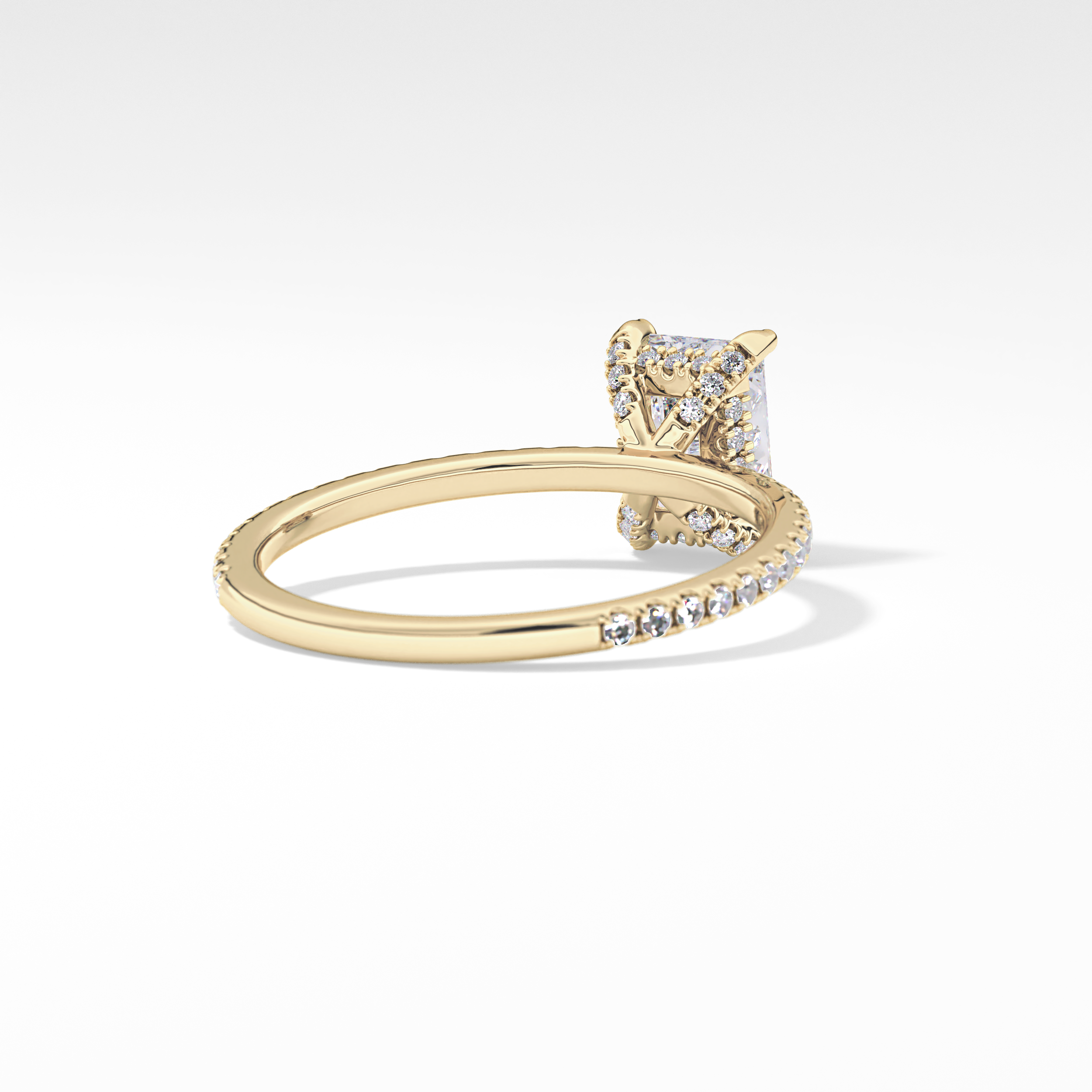 Radiant Hidden Halo & Pave Lab Grown Diamond Engagement Ring