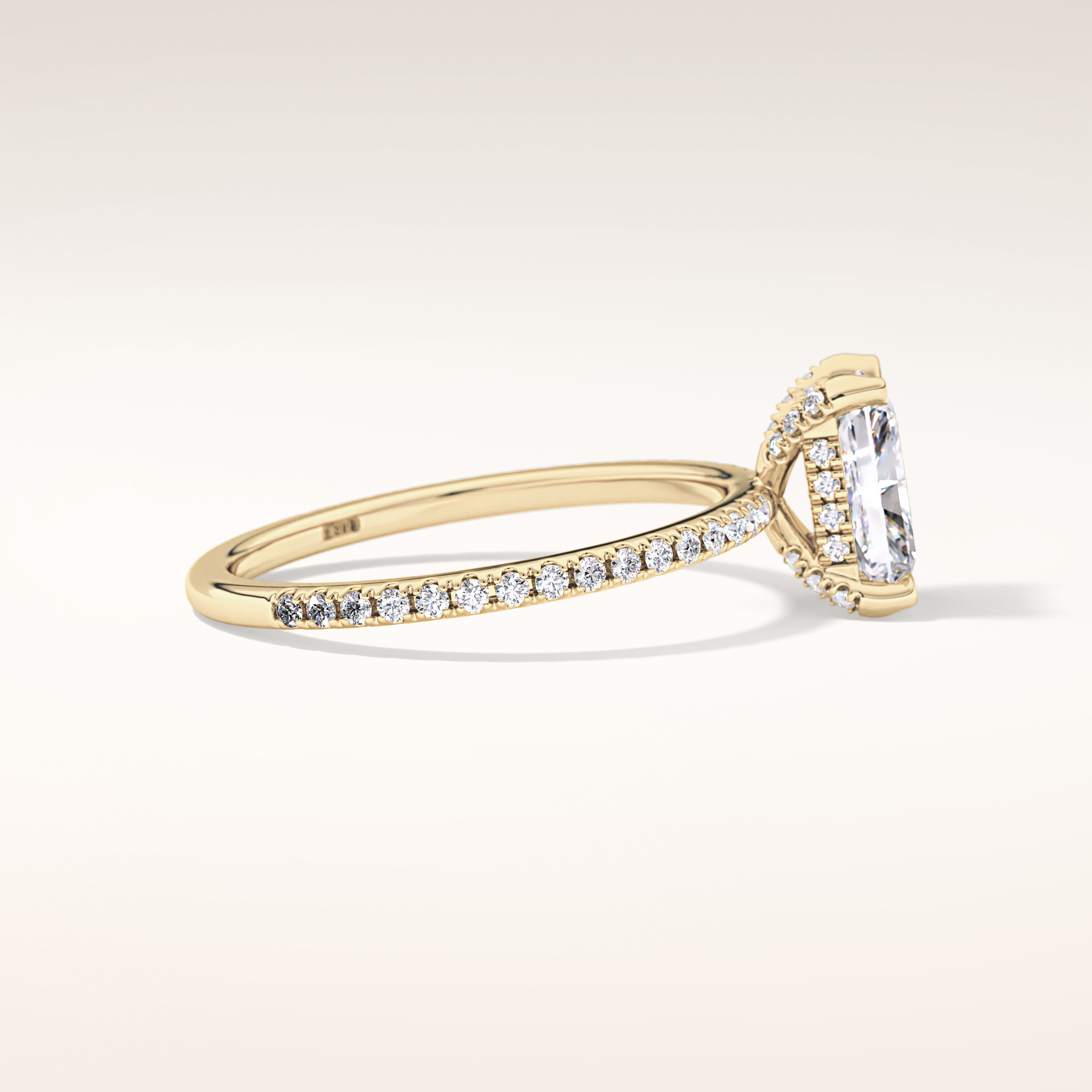 1.21 CT Radiant Shaped Hidden Halo & Pave Moissanite Engagement Ring