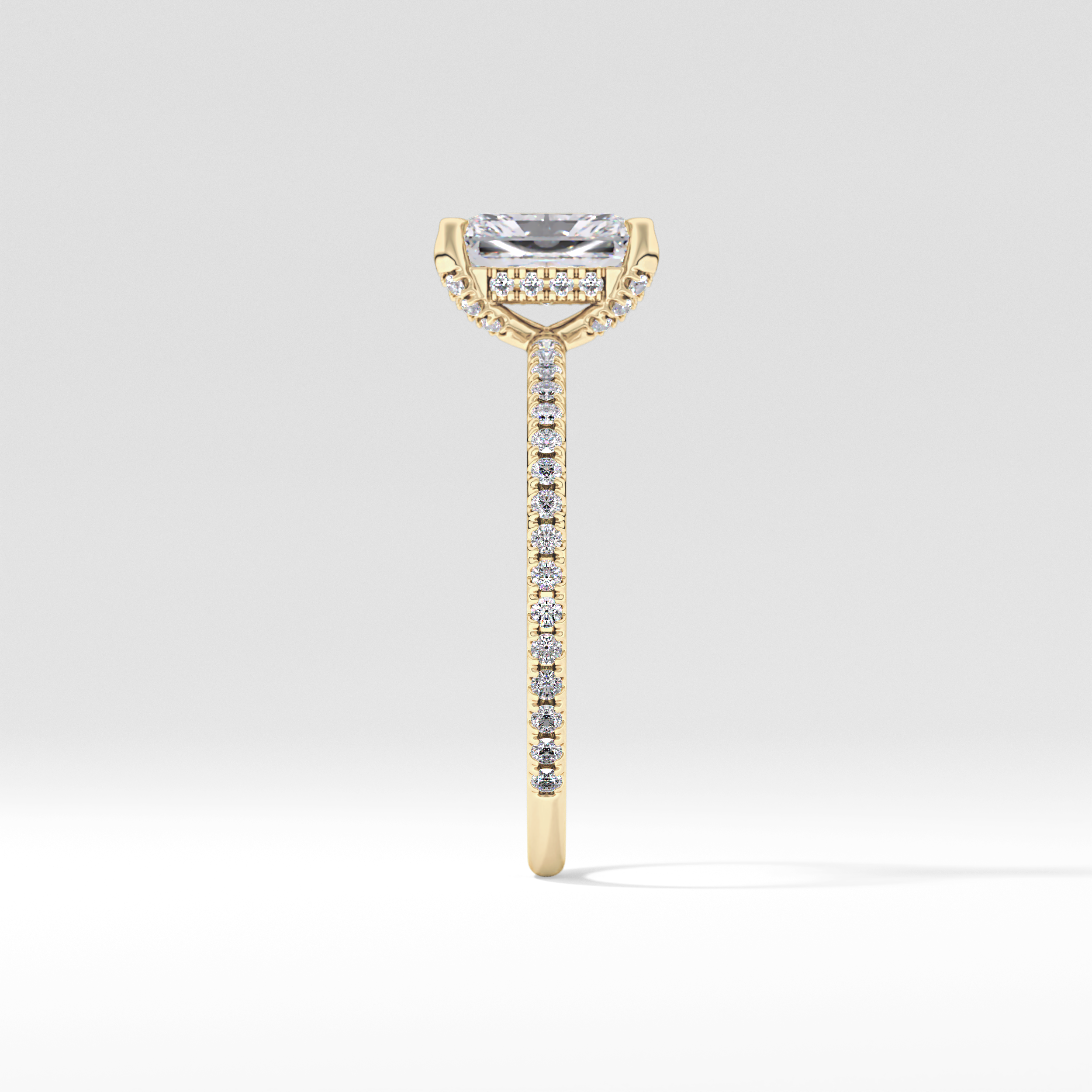 Radiant Hidden Halo & Pave Lab Grown Diamond Engagement Ring