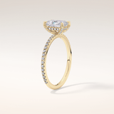 1.21 CT Radiant Shaped Hidden Halo & Pave Moissanite Engagement Ring