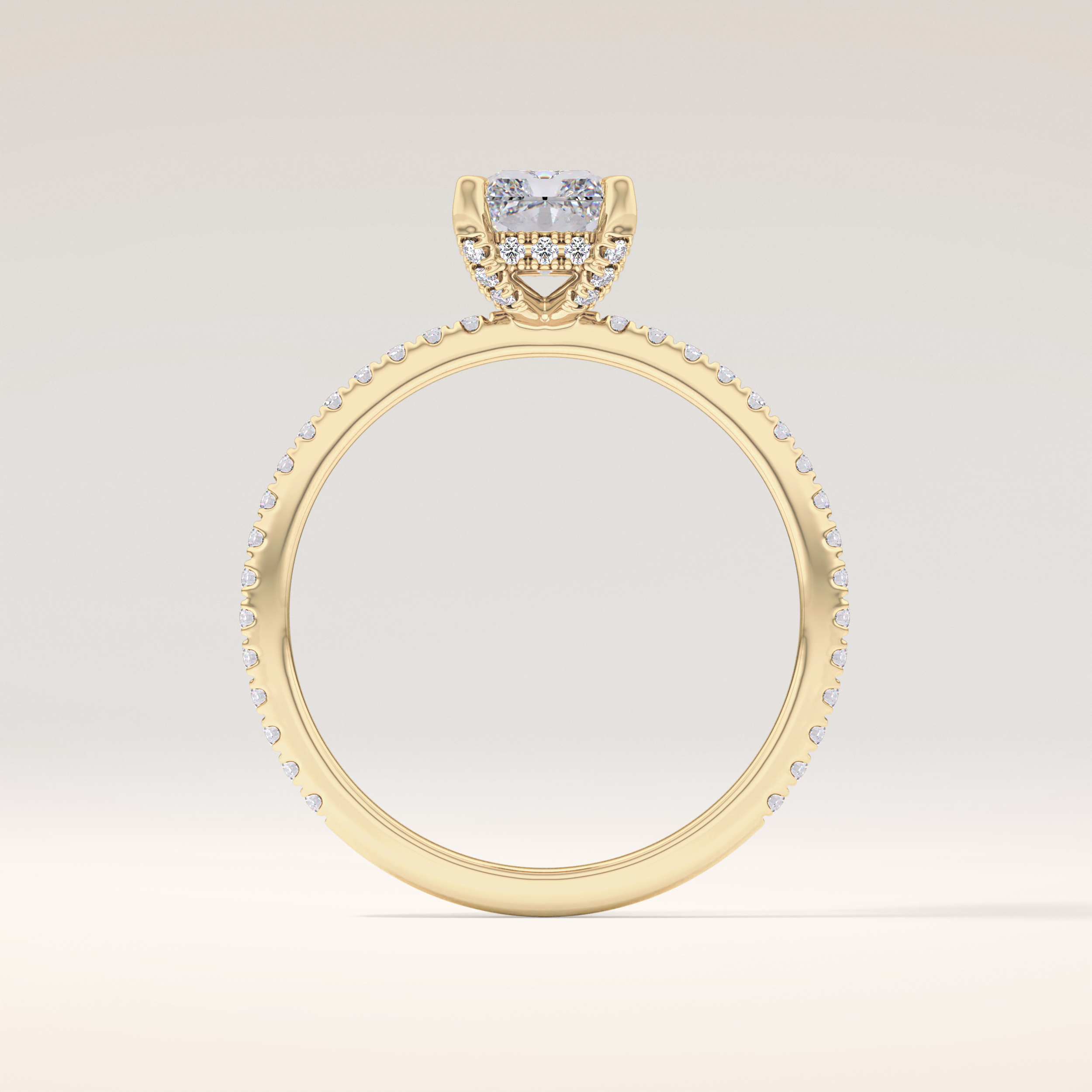 1.21 CT Radiant Shaped Hidden Halo & Pave Moissanite Engagement Ring
