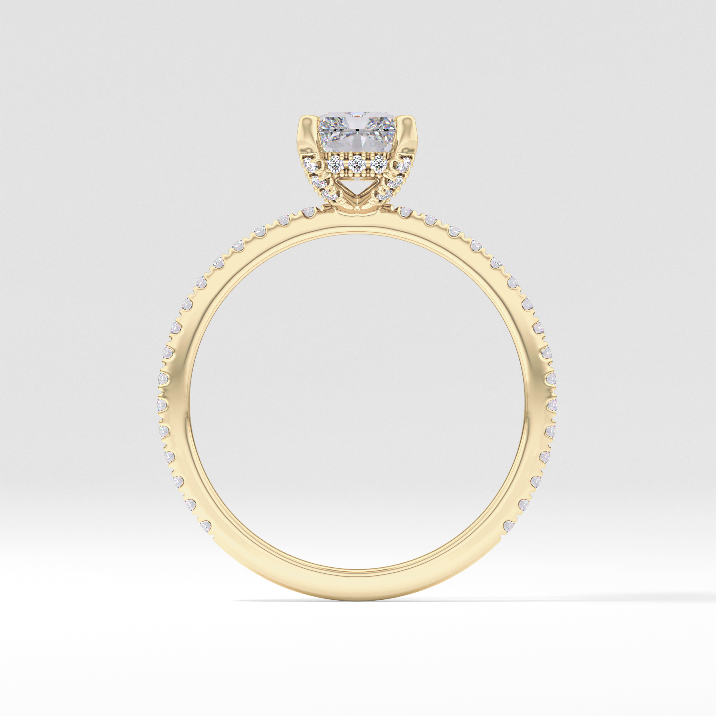 Radiant Hidden Halo & Pave Lab Grown Diamond Engagement Ring