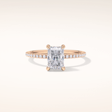 1.21 CT Radiant Shaped Hidden Halo & Pave Moissanite Engagement Ring