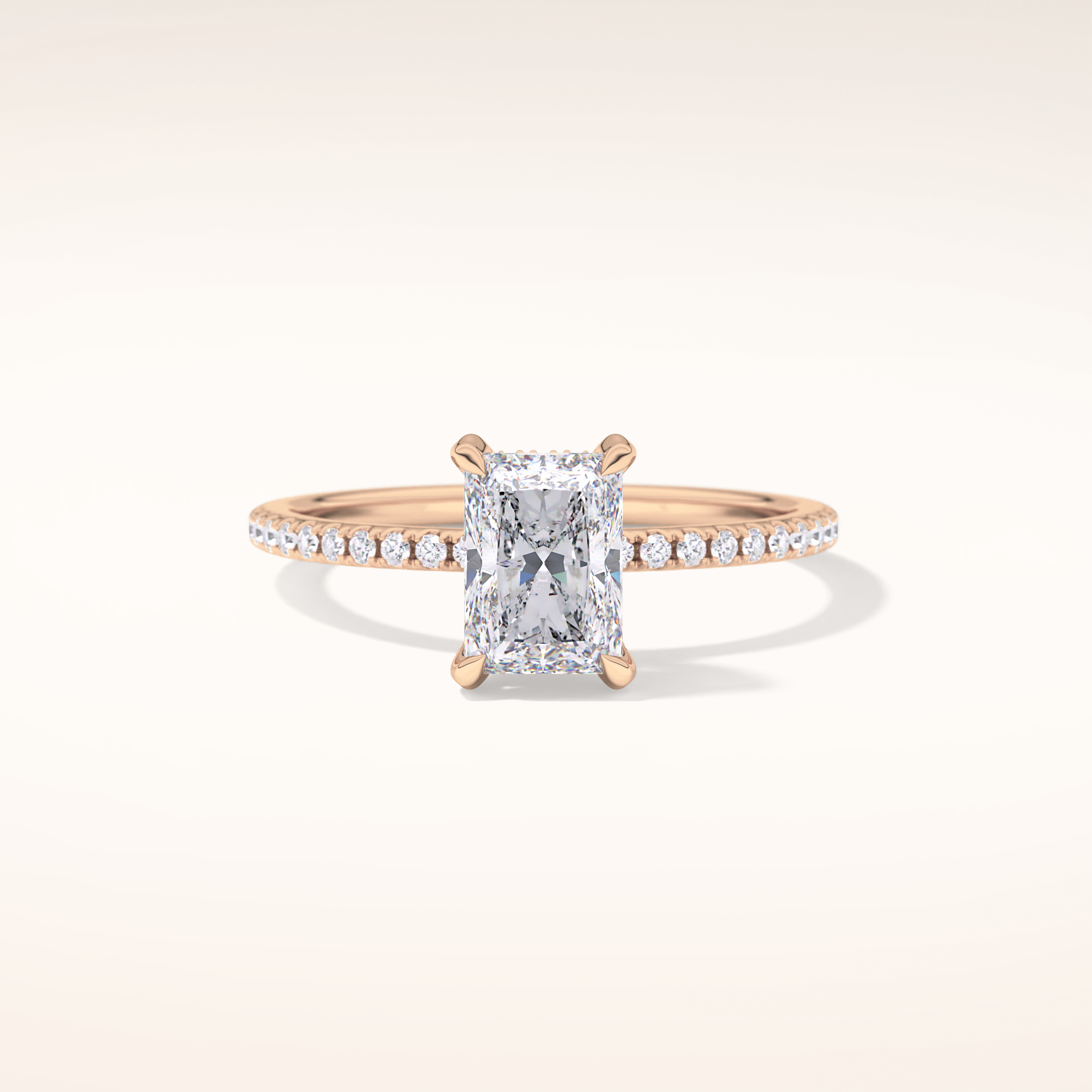 1.21 CT Radiant Shaped Hidden Halo & Pave Moissanite Engagement Ring