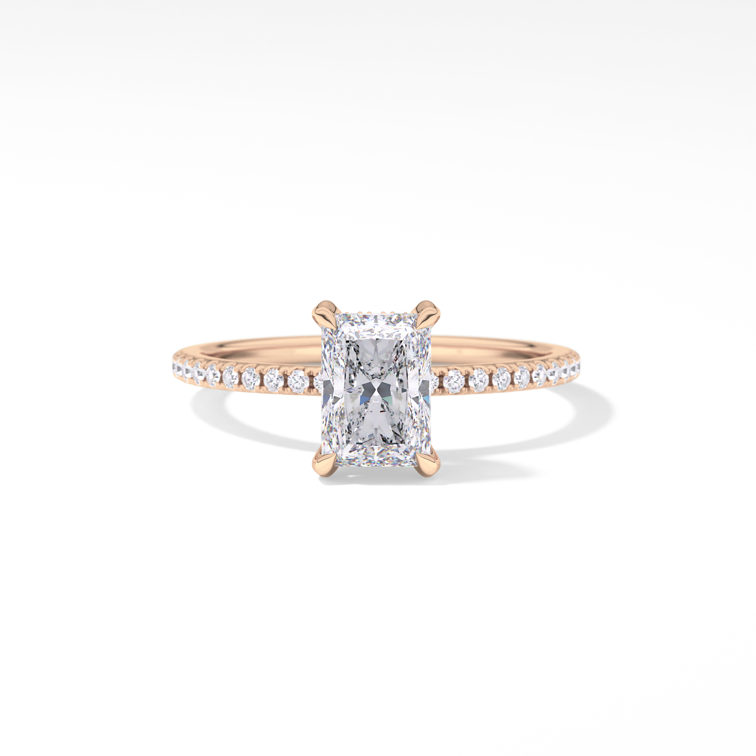 Radiant Hidden Halo & Pave Lab Grown Diamond Engagement Ring