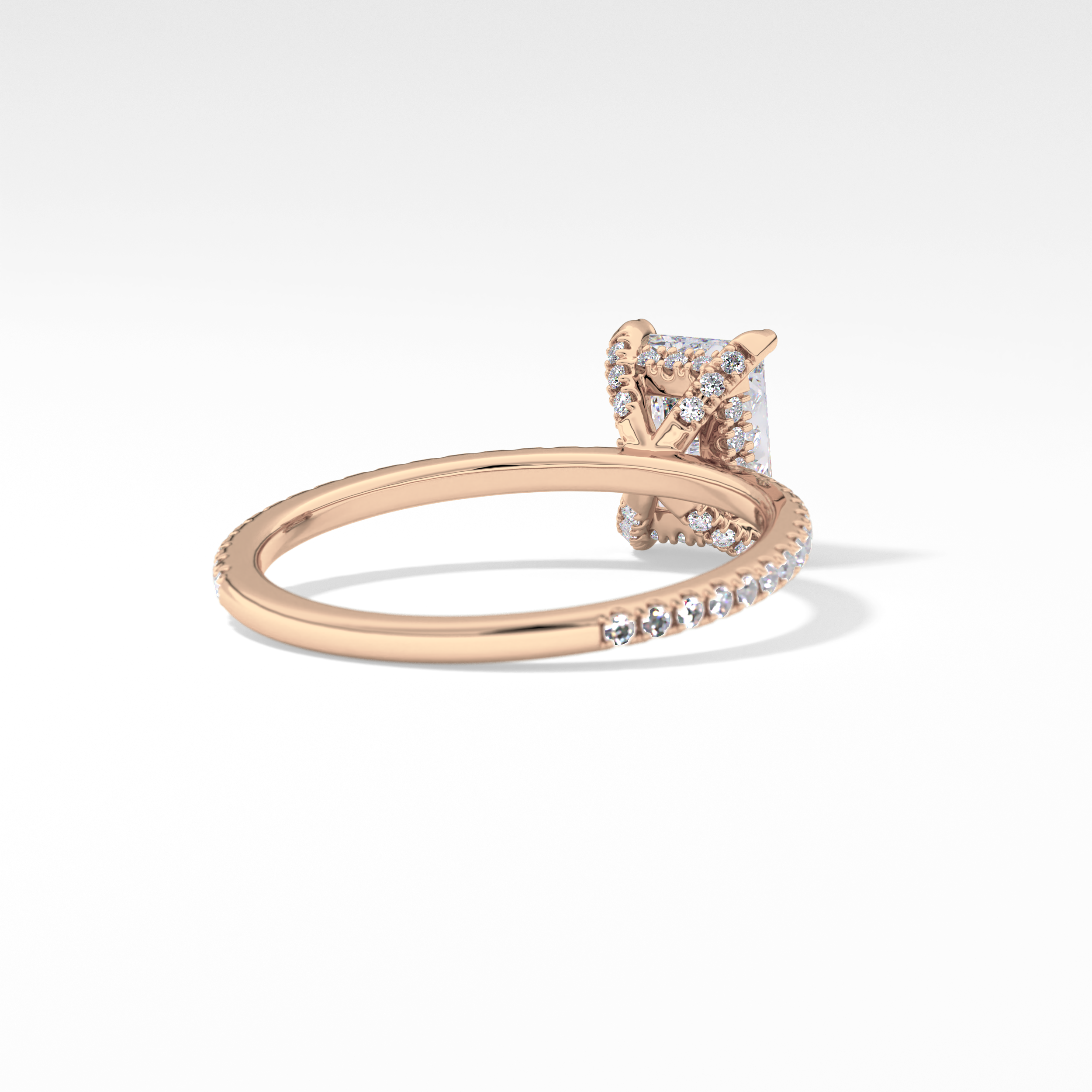 Radiant Hidden Halo & Pave Lab Grown Diamond Engagement Ring