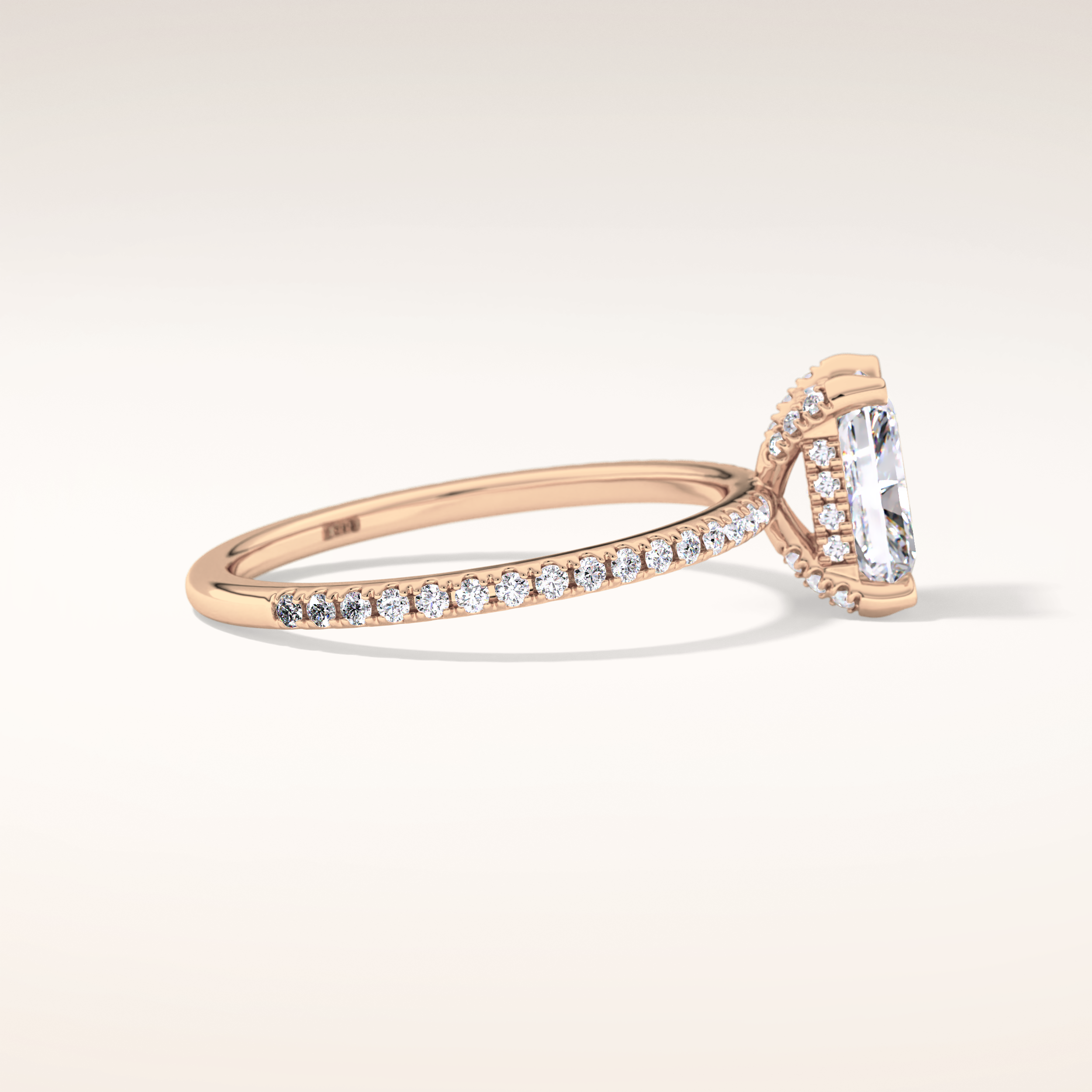 1.21 CT Radiant Shaped Hidden Halo & Pave Moissanite Engagement Ring