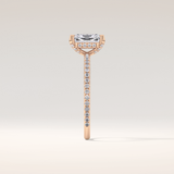 1.21 CT Radiant Shaped Hidden Halo & Pave Moissanite Engagement Ring